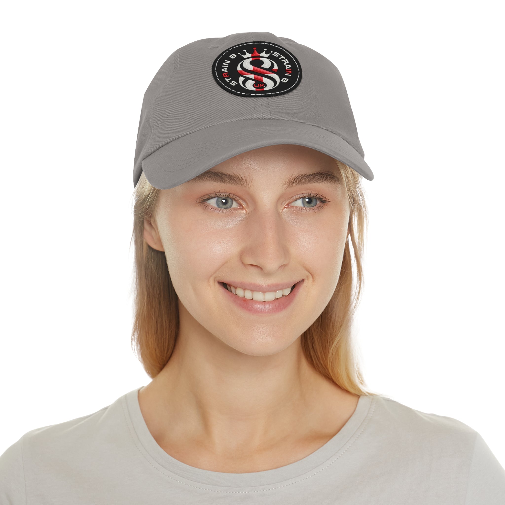 Leather Patch Dad Hat — Round Strain8-UK Cap for Casual Streetwear
