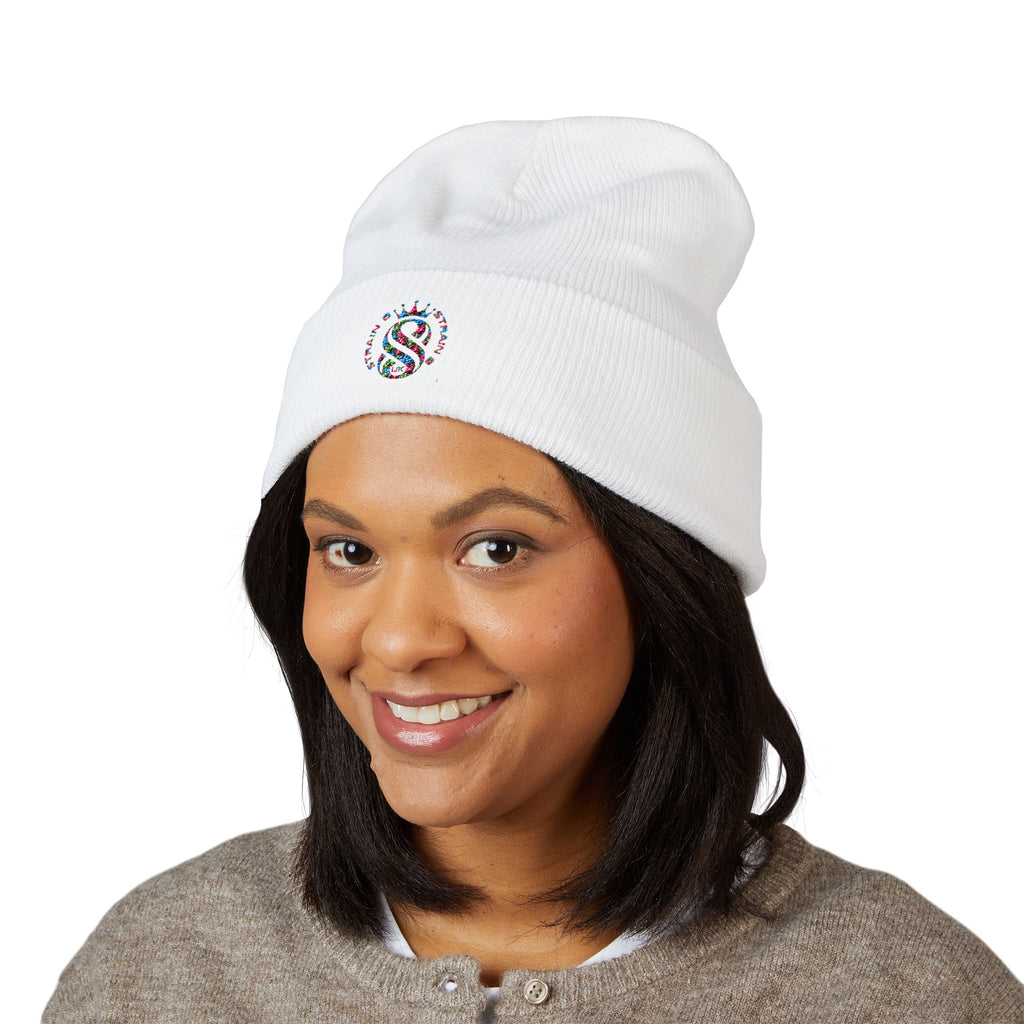 Embroidered Graffiti S8-UK Logo Cuffed Beanie — Cozy Knit Winter Hat