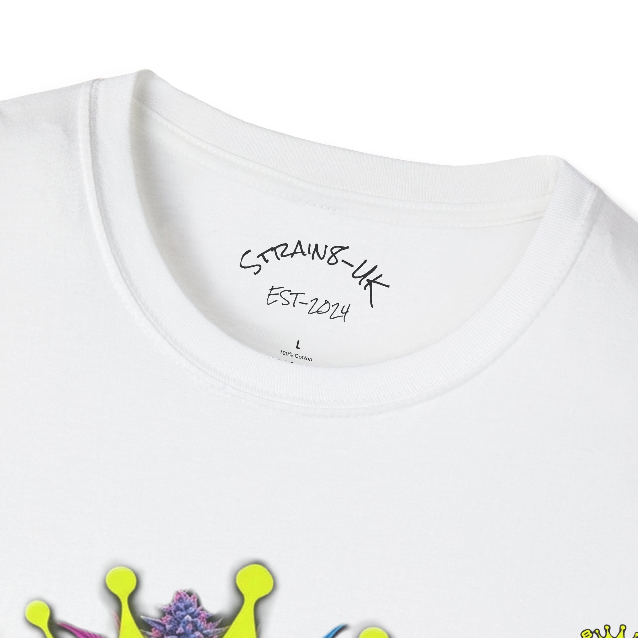 Strain8-UK  T-Shirt — 'Strain8-UK' Crown Cannabis Design with flower T shirt