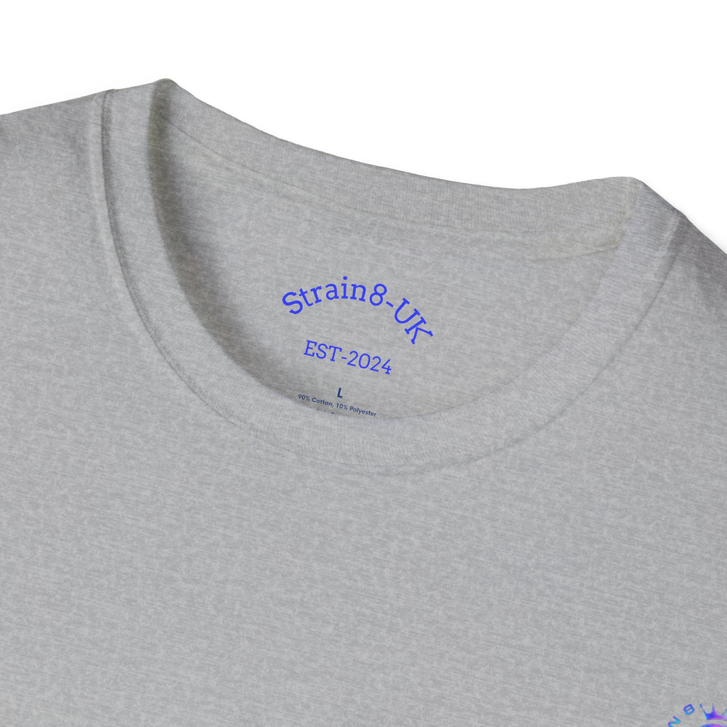 Strain8-UK Logo T-Shirt — Small Embroidered Globe Tee, THE LOGO LINE........