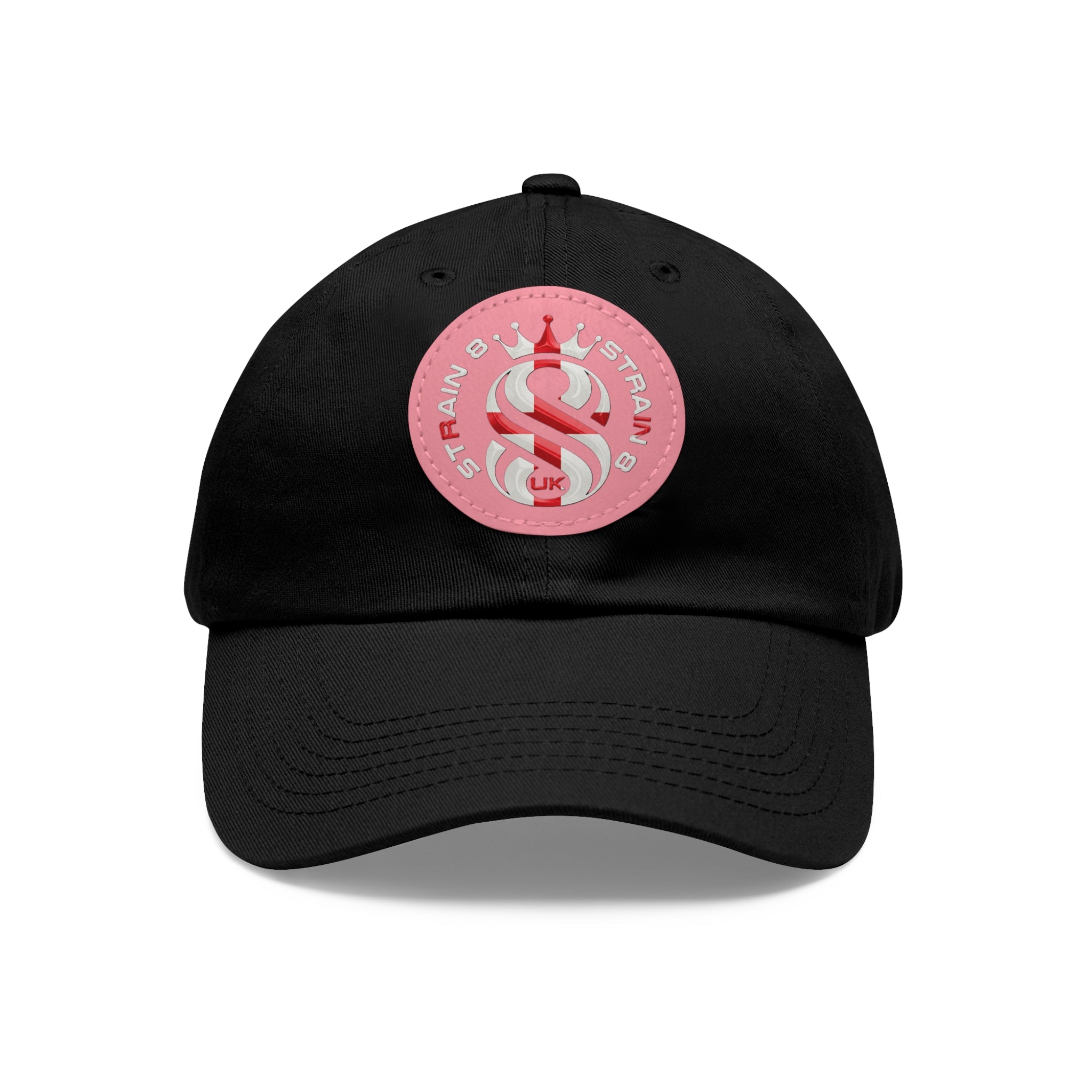 Leather Patch Dad Hat — Round Strain8-UK Cap for Casual Streetwear