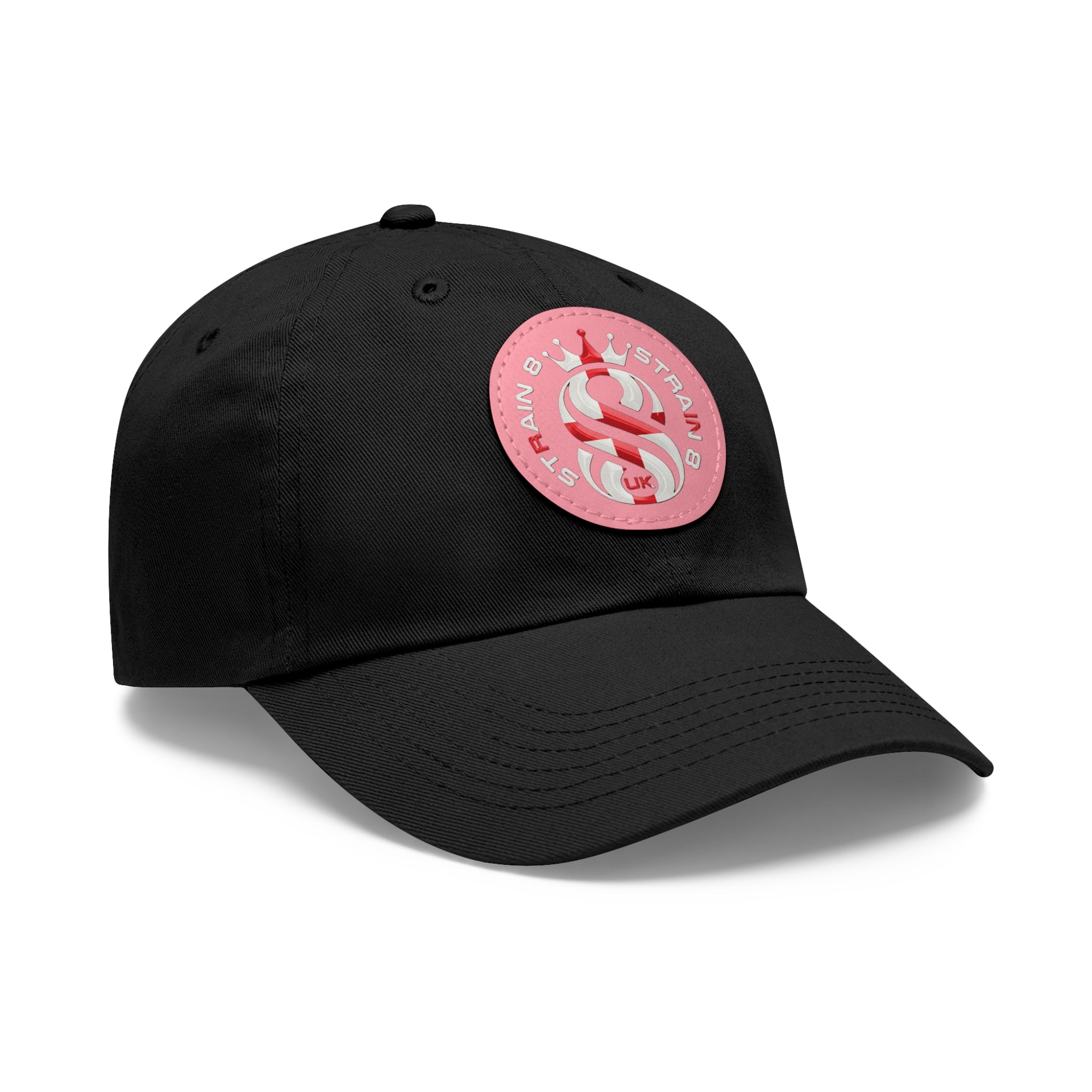 Leather Patch Dad Hat — Round Strain8-UK Cap for Casual Streetwear