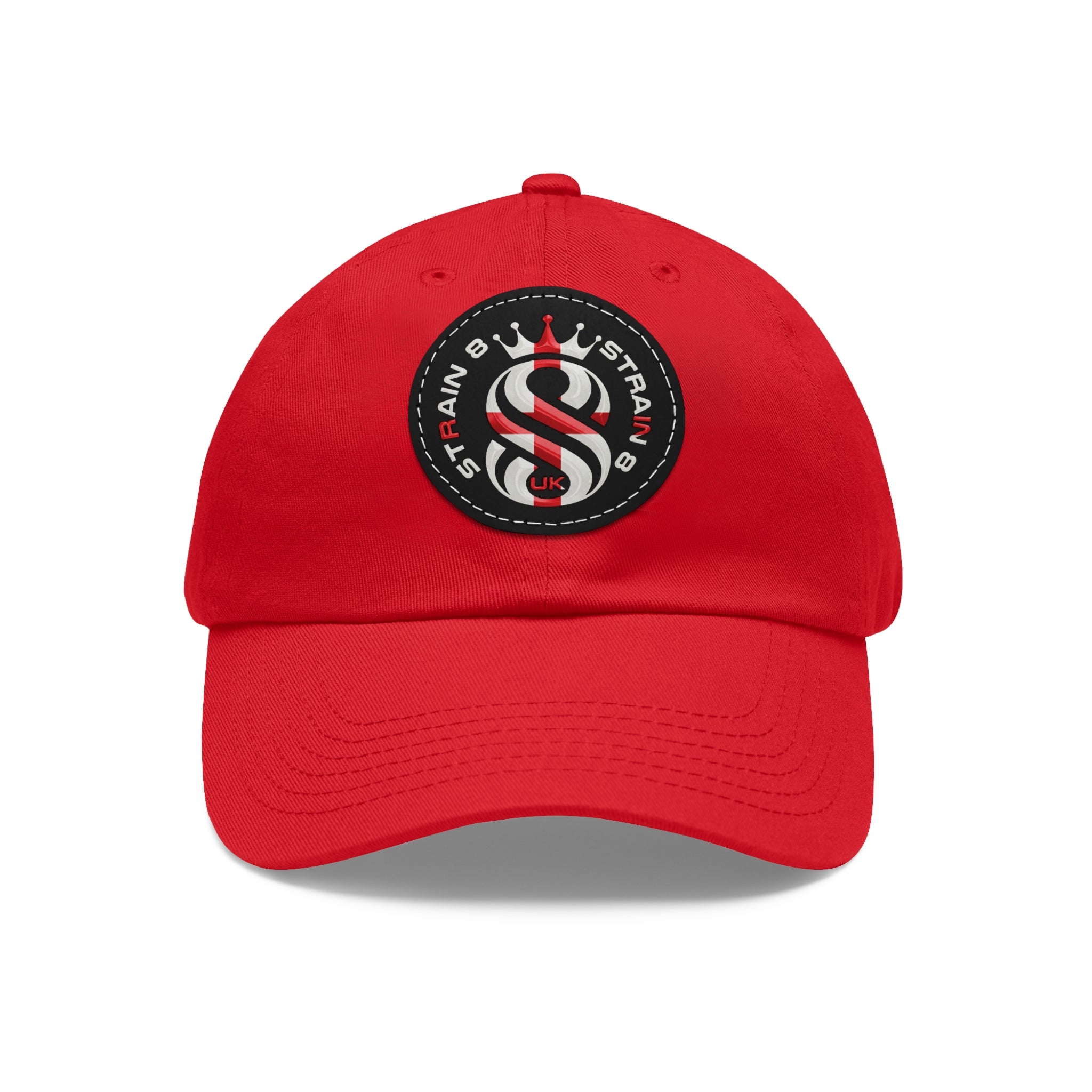 Leather Patch Dad Hat — Round Strain8-UK Cap for Casual Streetwear
