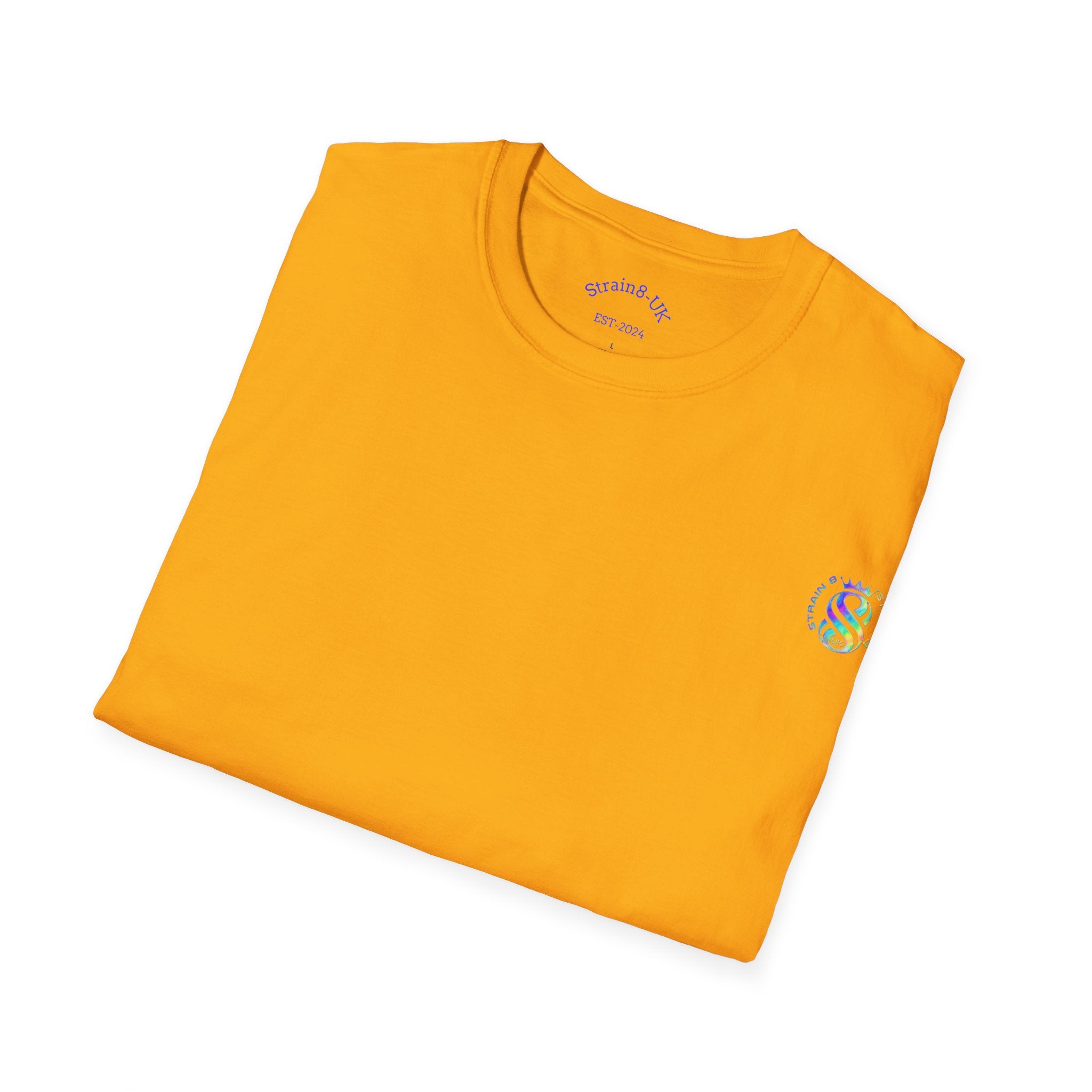 Strain8-UK Logo T-Shirt — Small Embroidered Globe Tee, THE LOGO LINE........