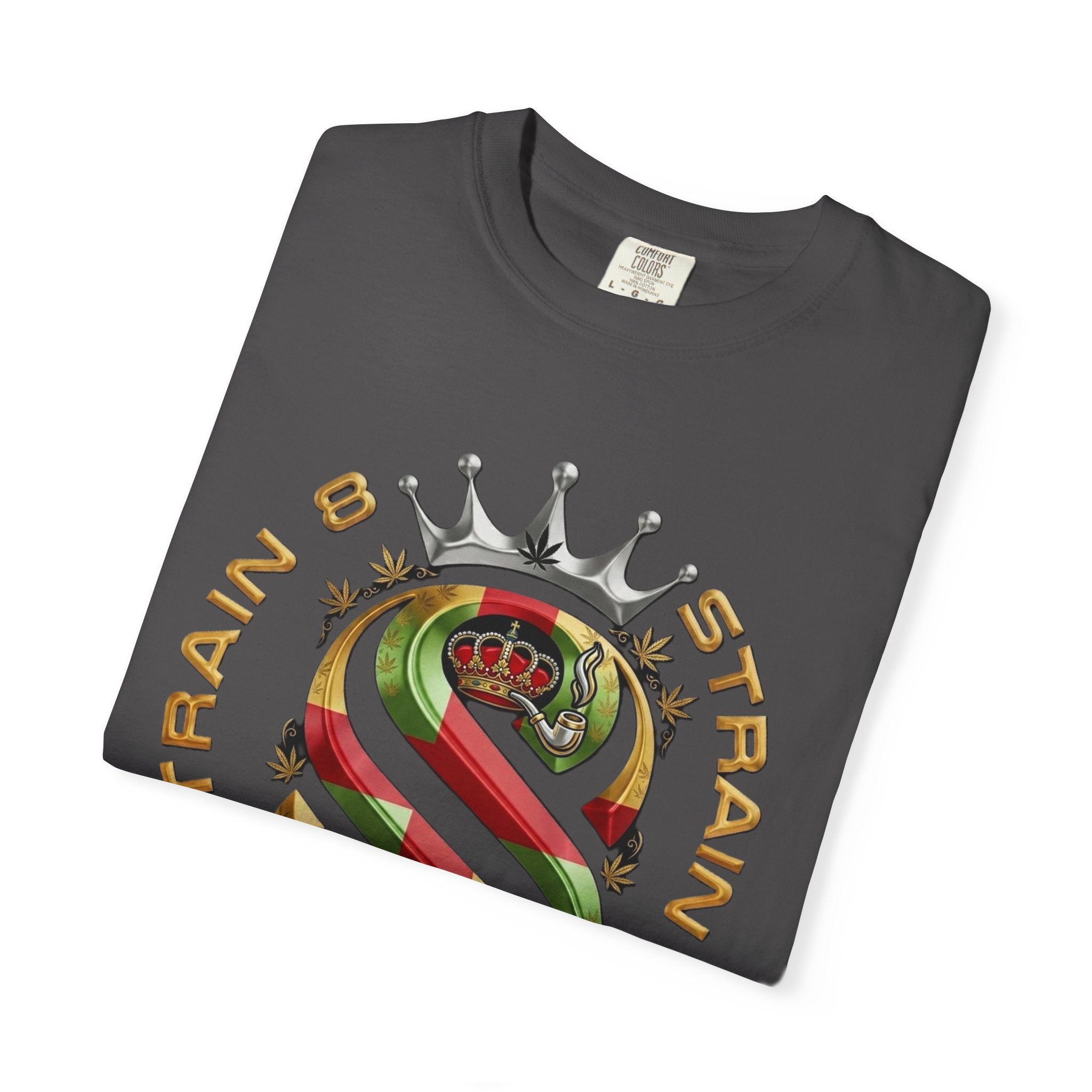 Strain8-UK Crown Logo T-Shirt — St George Cross Mixed With Spanish Flahg-Inspired Graphic Tee