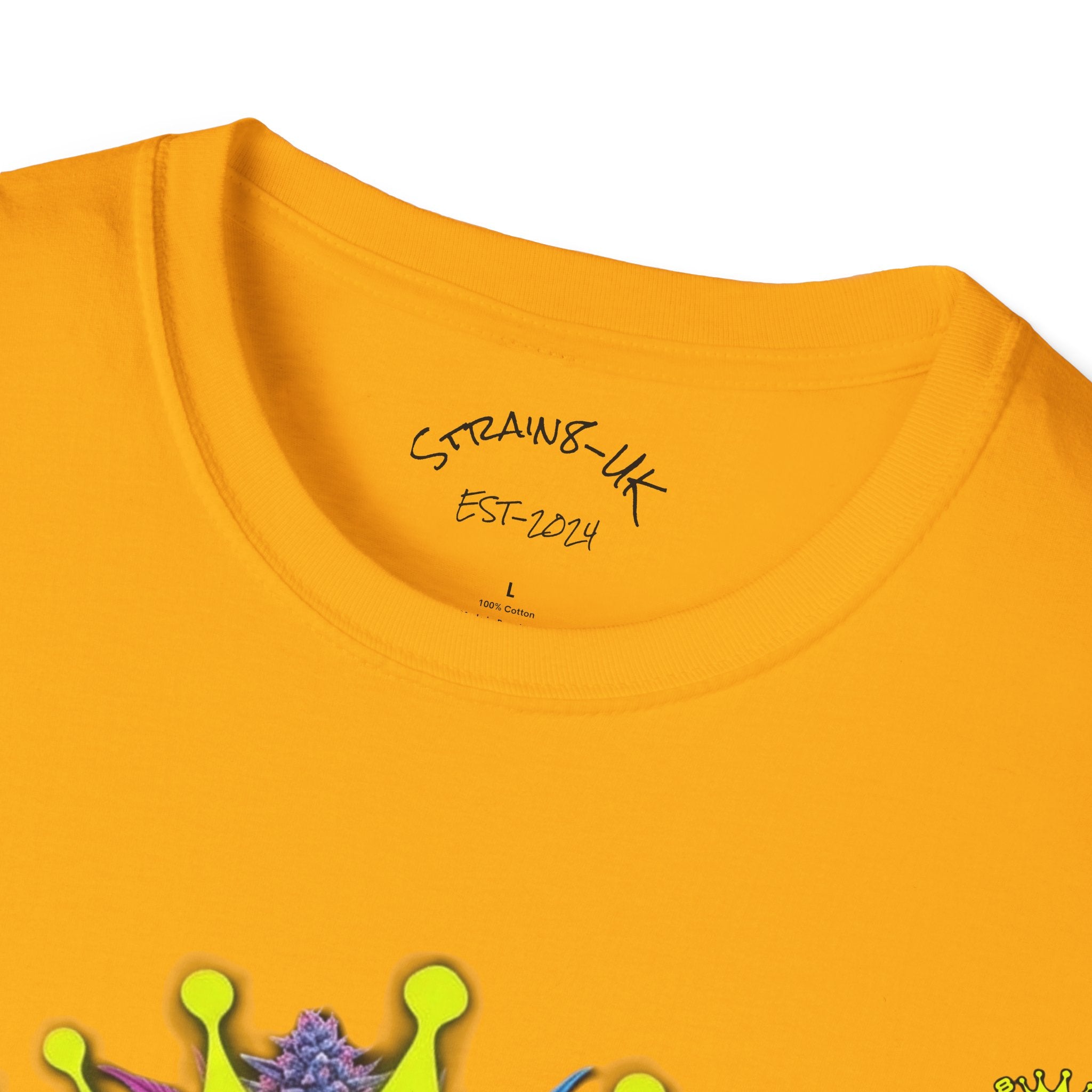 Strain8-UK  T-Shirt — 'Strain8-UK' Crown Cannabis Design with flower T shirt