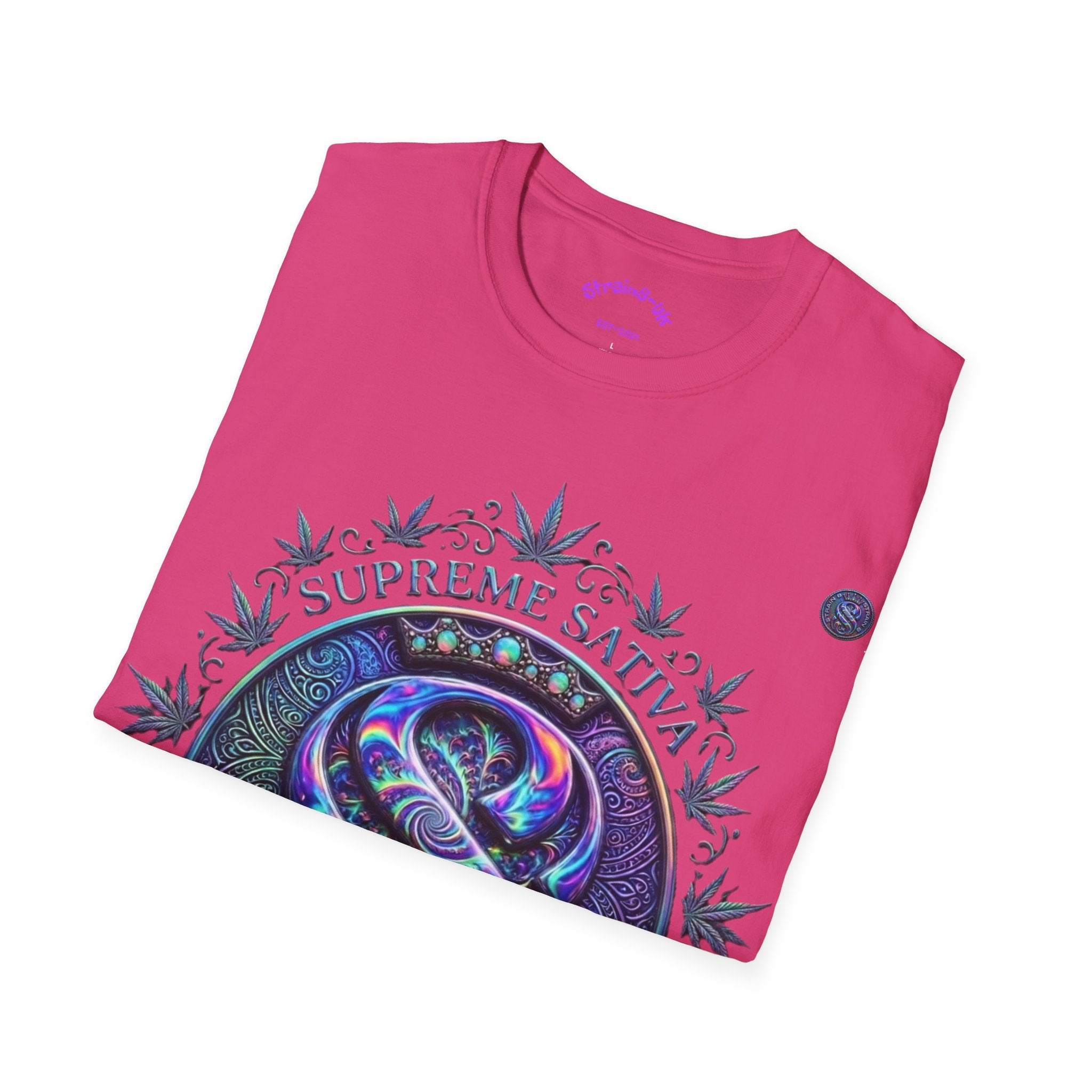 Strain8-UK Supreme Sativa Graphic T‑Shirt — "The Highest Grade" Psychedelic Logo Tee