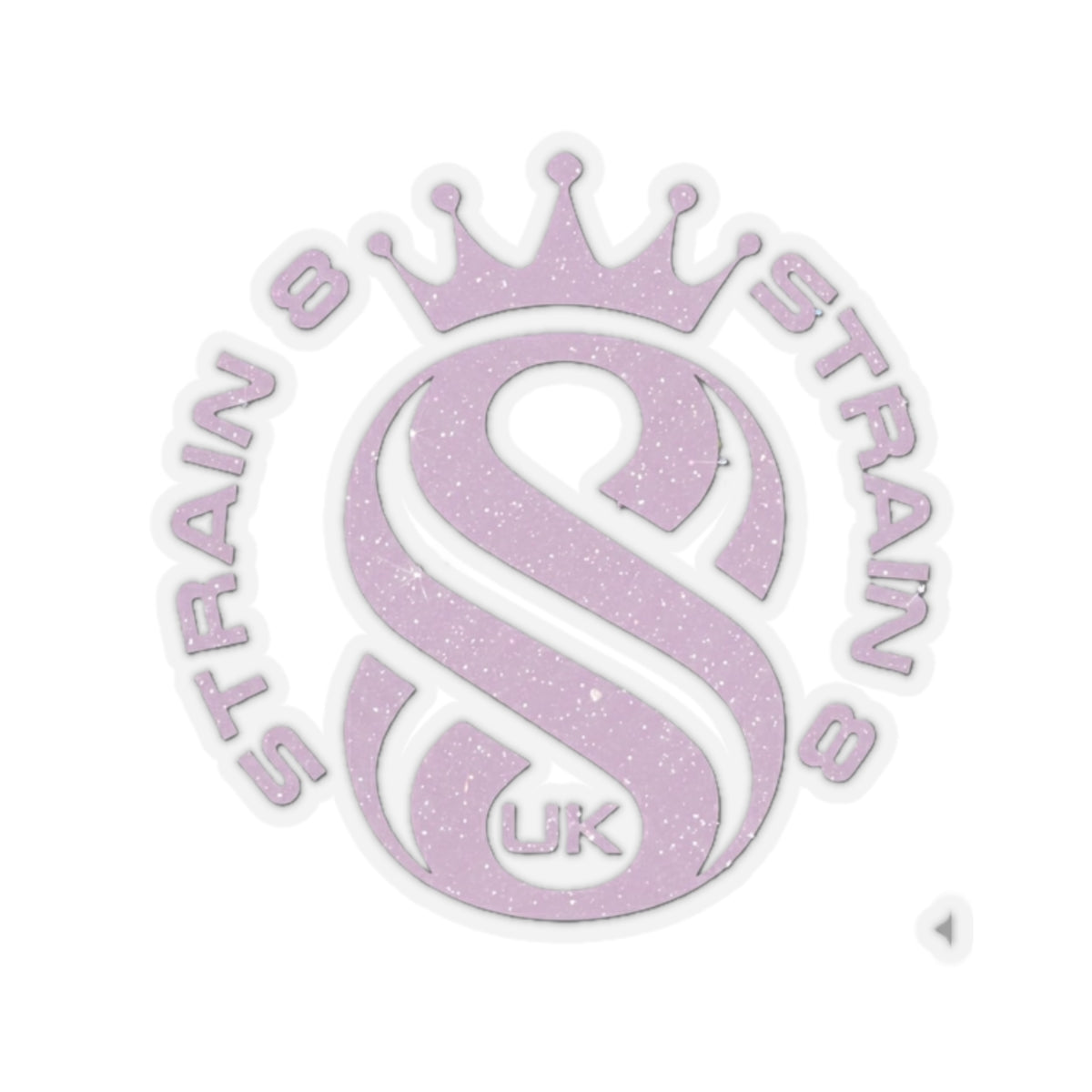 Strain8-UK S8 Crown Kiss-Cut Sticker — Glitter Lilac Logo Sticker