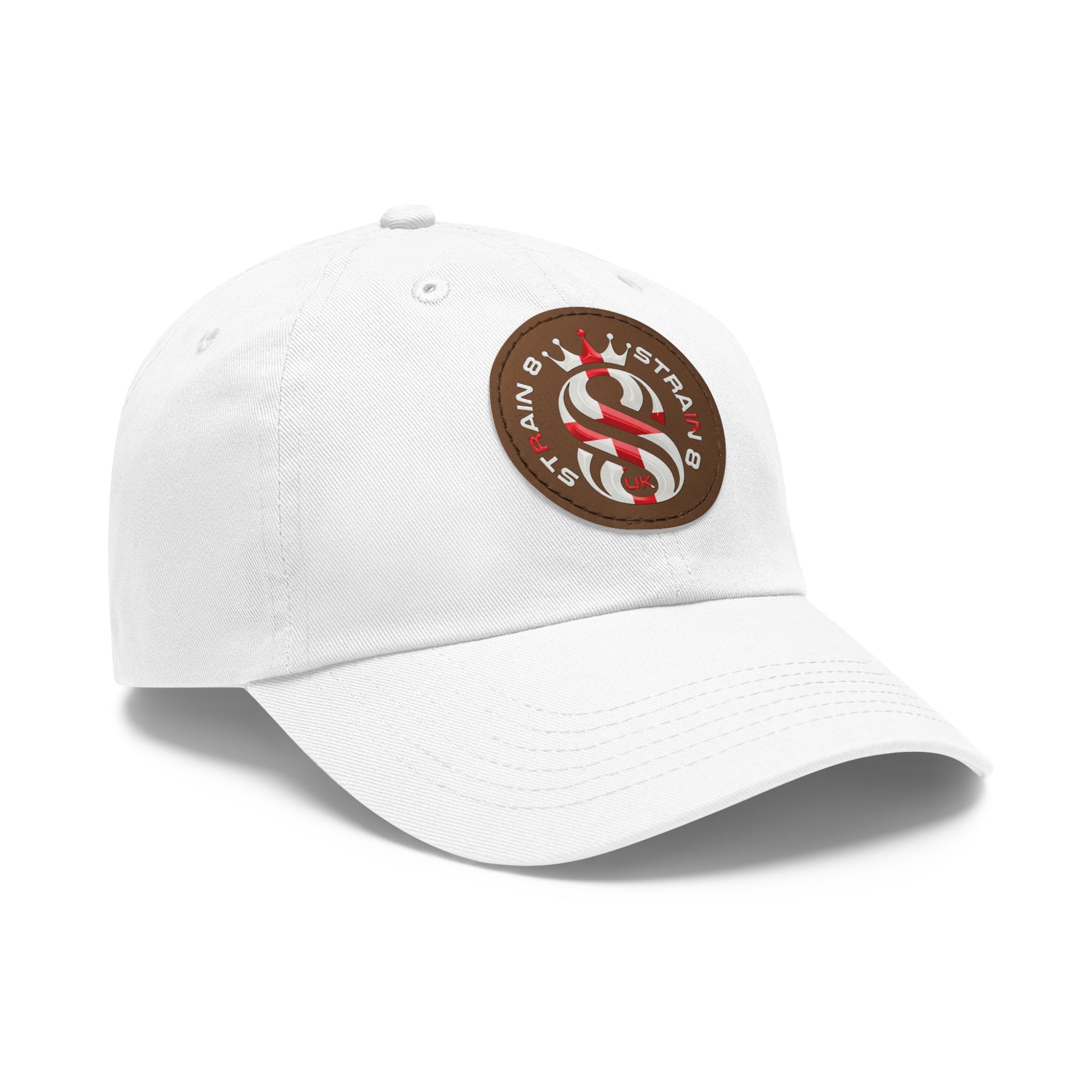 Leather Patch Dad Hat — Round Strain8-UK Cap for Casual Streetwear