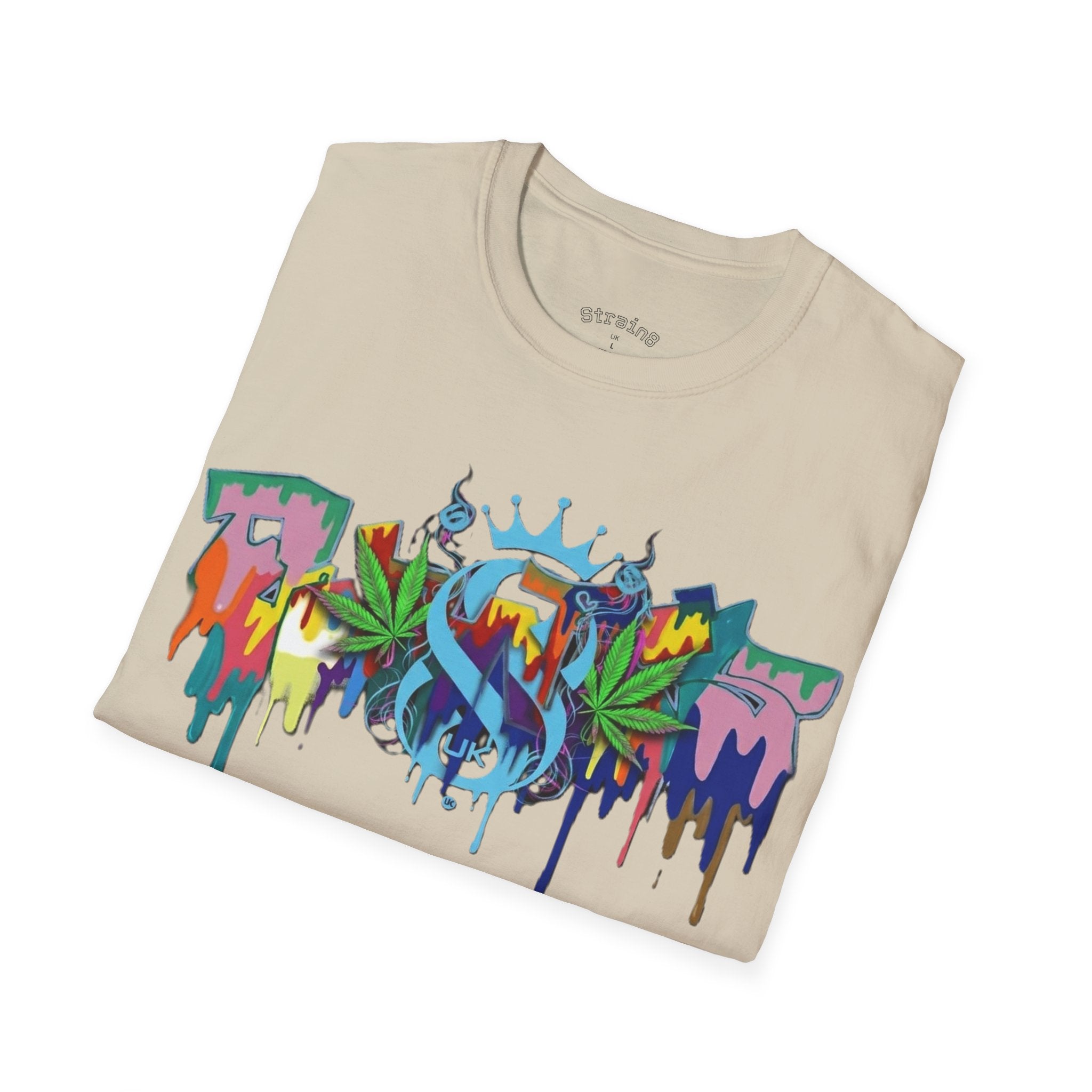Graffiti Leaf S8-UK T-Shirt — Colorful Street Art Tee