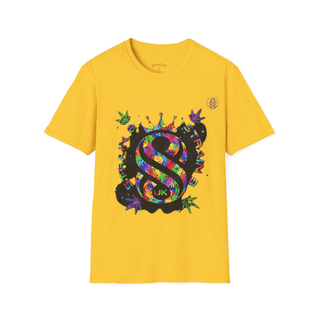 Strain8-UK Psychedelic Crown S8 Logo T-Shirt — Colorful Abstract Graphic Tee