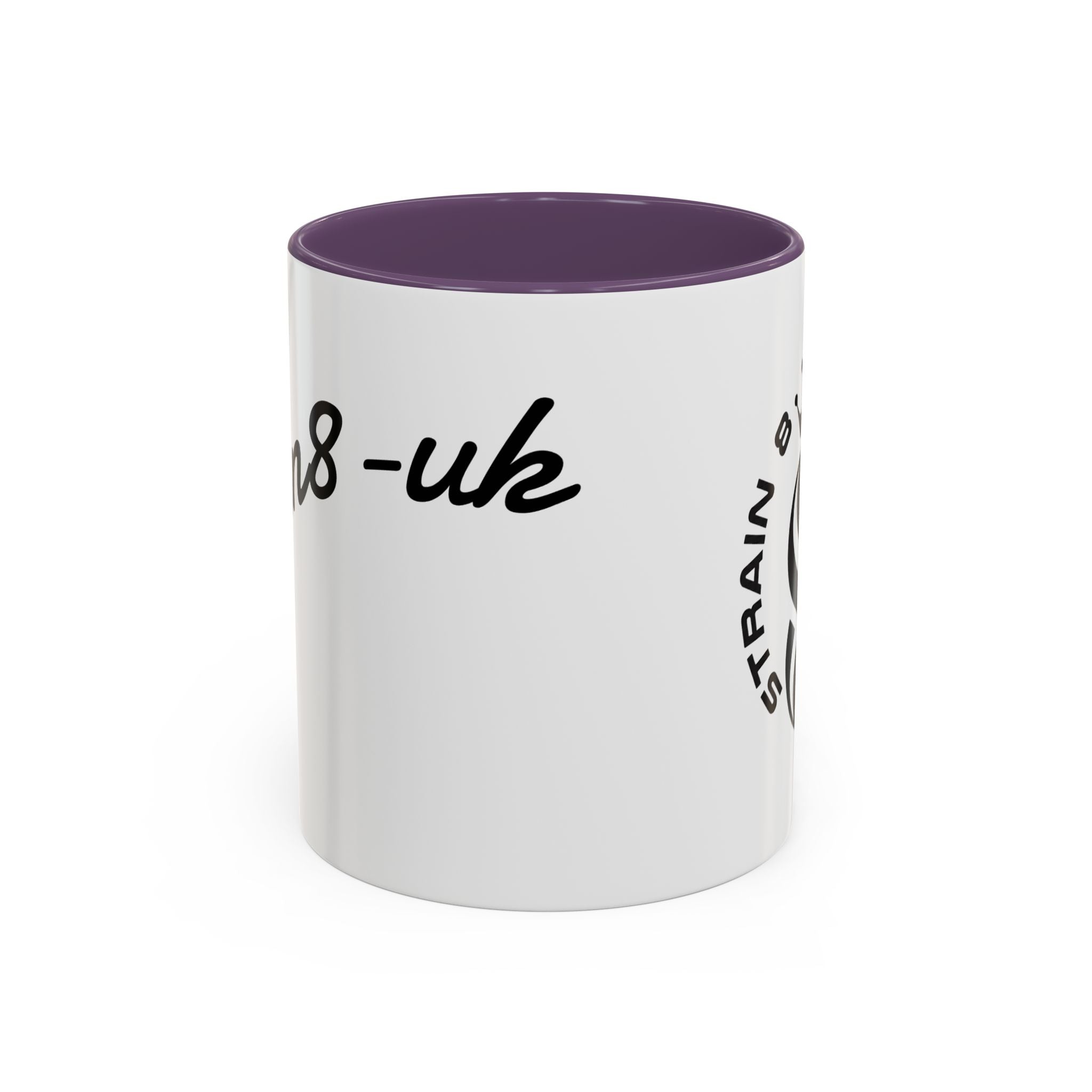Strain 8 UK Logo Accent Coffee Mug — Crowned S8 Black & White