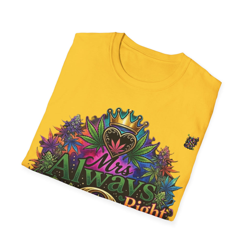 Mrs Always Right Cannabis Strain8-UK  T-Shirt - Colourful Crowned S8-UK Logo Leaf Design