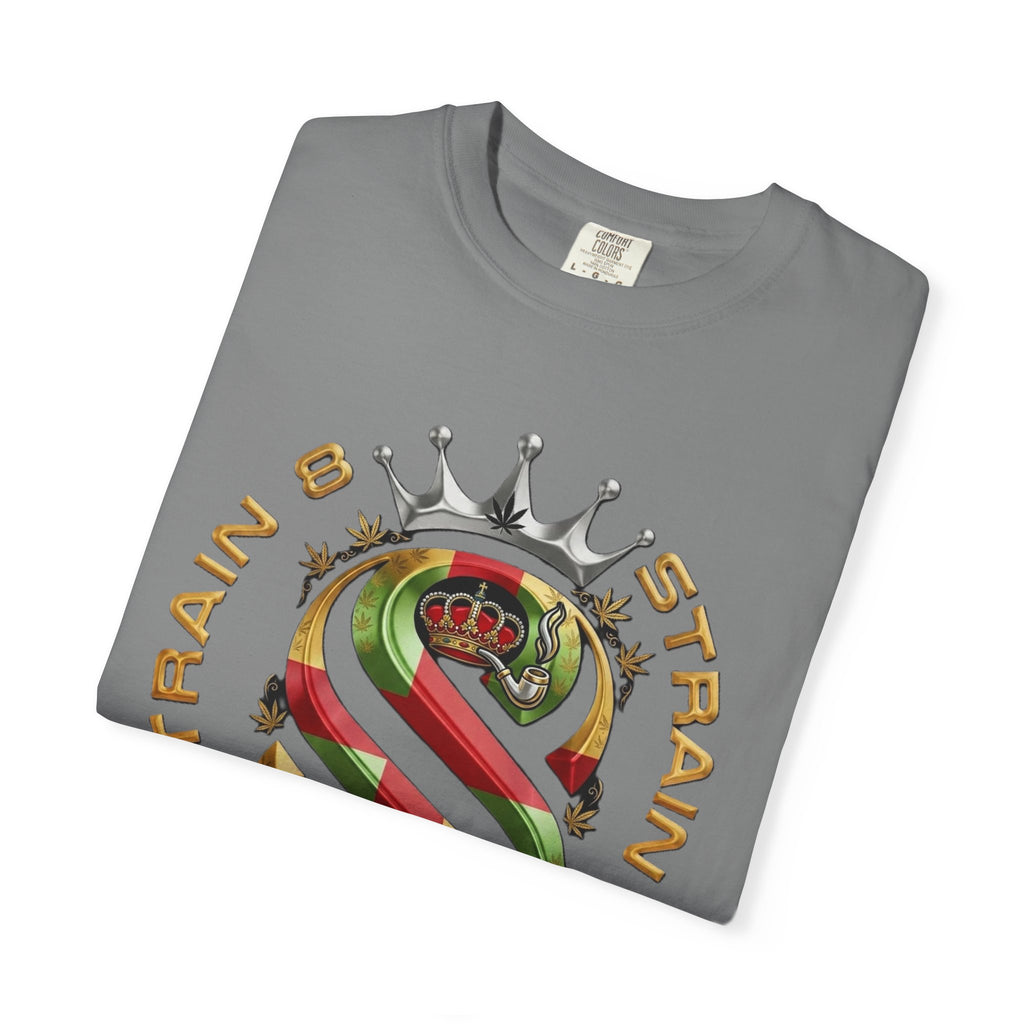 Strain8-UK Crown Logo T-Shirt — St George Cross Mixed With Spanish Flahg-Inspired Graphic Tee