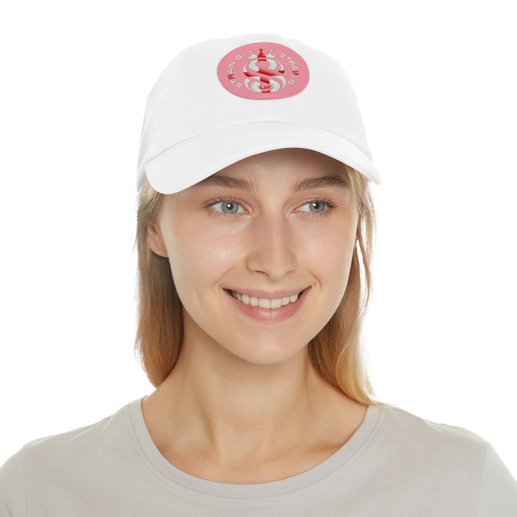 Leather Patch Dad Hat — Round Strain8-UK Cap for Casual Streetwear