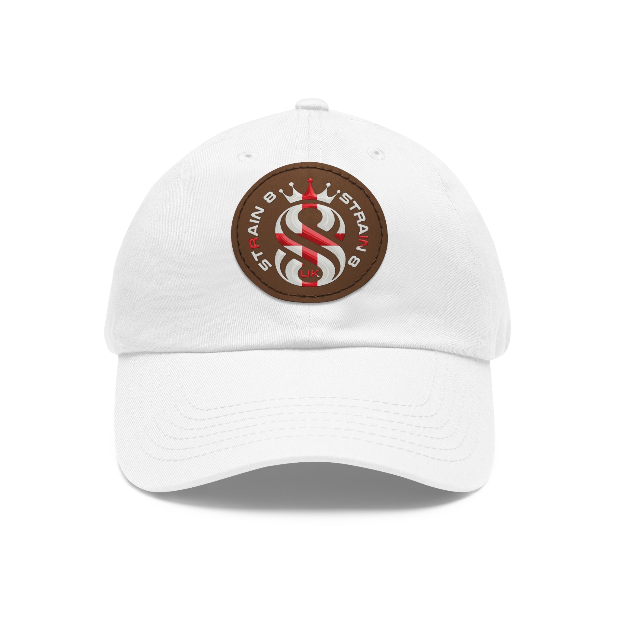Leather Patch Dad Hat — Round Strain8-UK Cap for Casual Streetwear