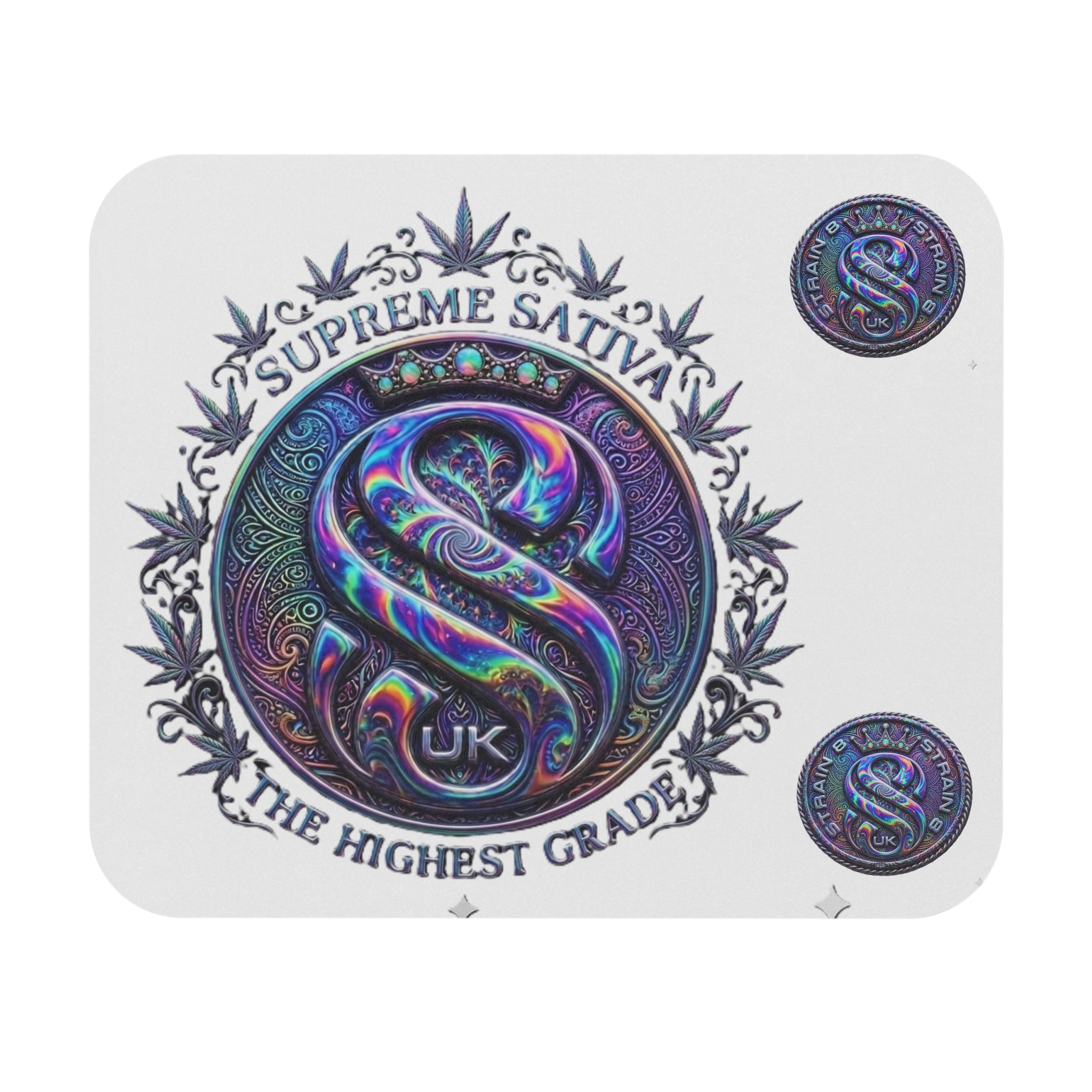 Supreme Strain8-UK  Sativa Holographic Emblem Mouse Pad — 'The Highest Grade'