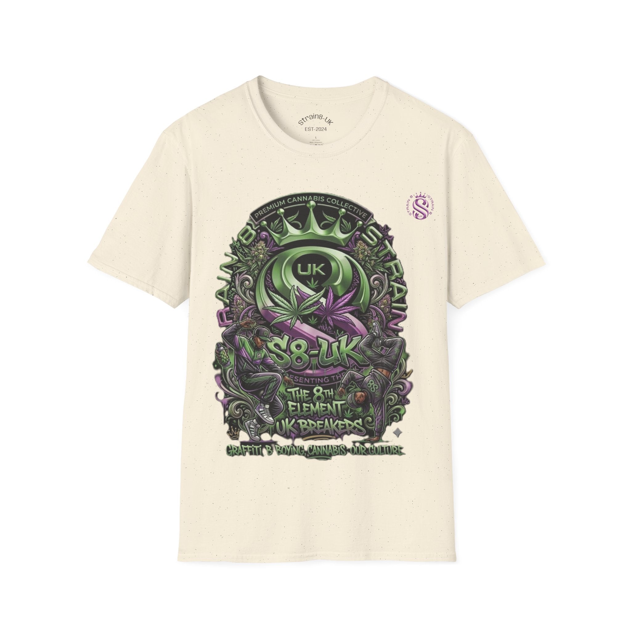 Strain8-UK Graffiti Cannabis/B-Boy Themed '8th Element' Graphic T-Shirt