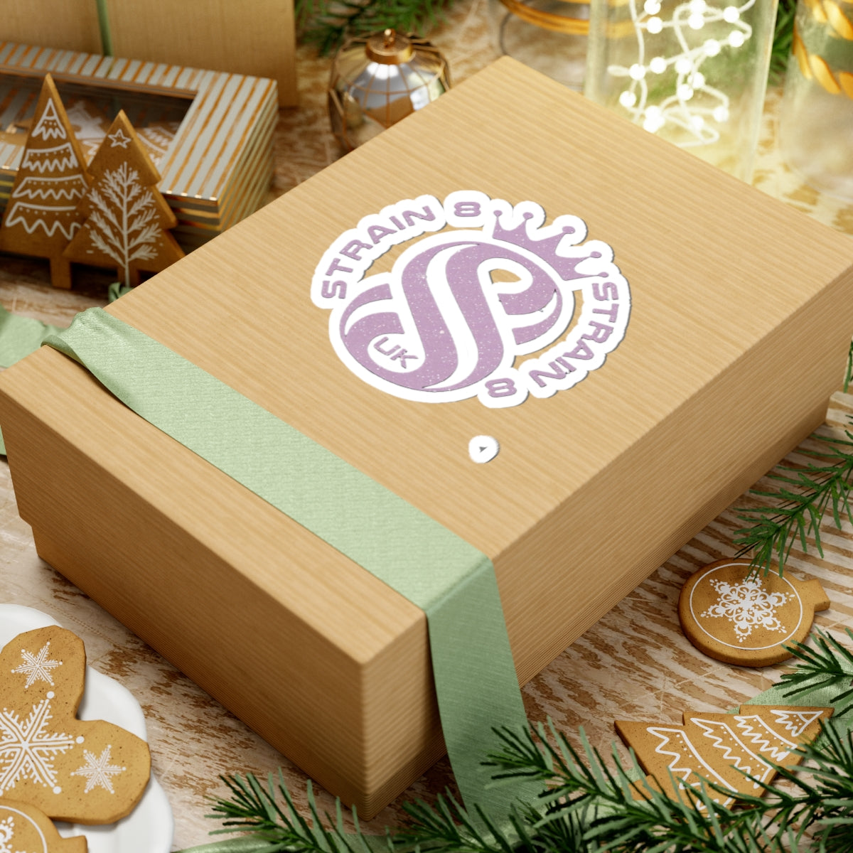 Strain8-UK S8 Crown Kiss-Cut Sticker — Glitter Lilac Logo Sticker