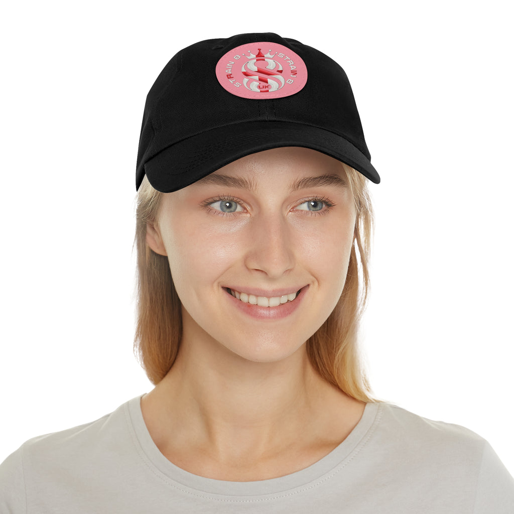 Leather Patch Dad Hat — Round Strain8-UK Cap for Casual Streetwear