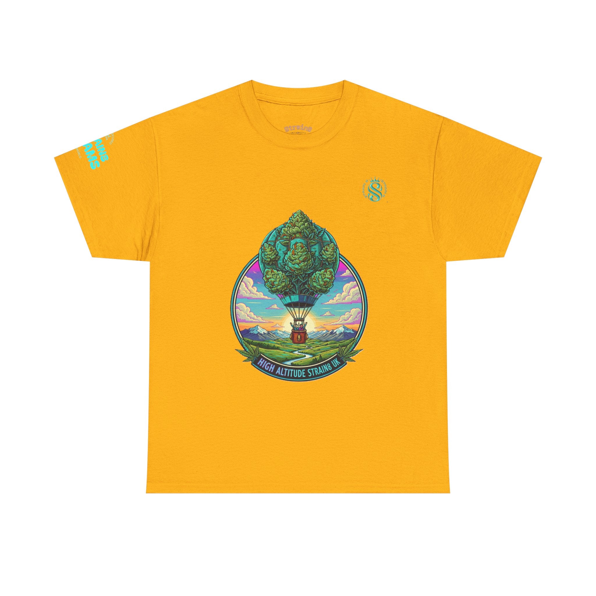 Strain8-UK T-Shirt — "High Altitude Strains" Hot Air Balloon Tree Graphic Tee
