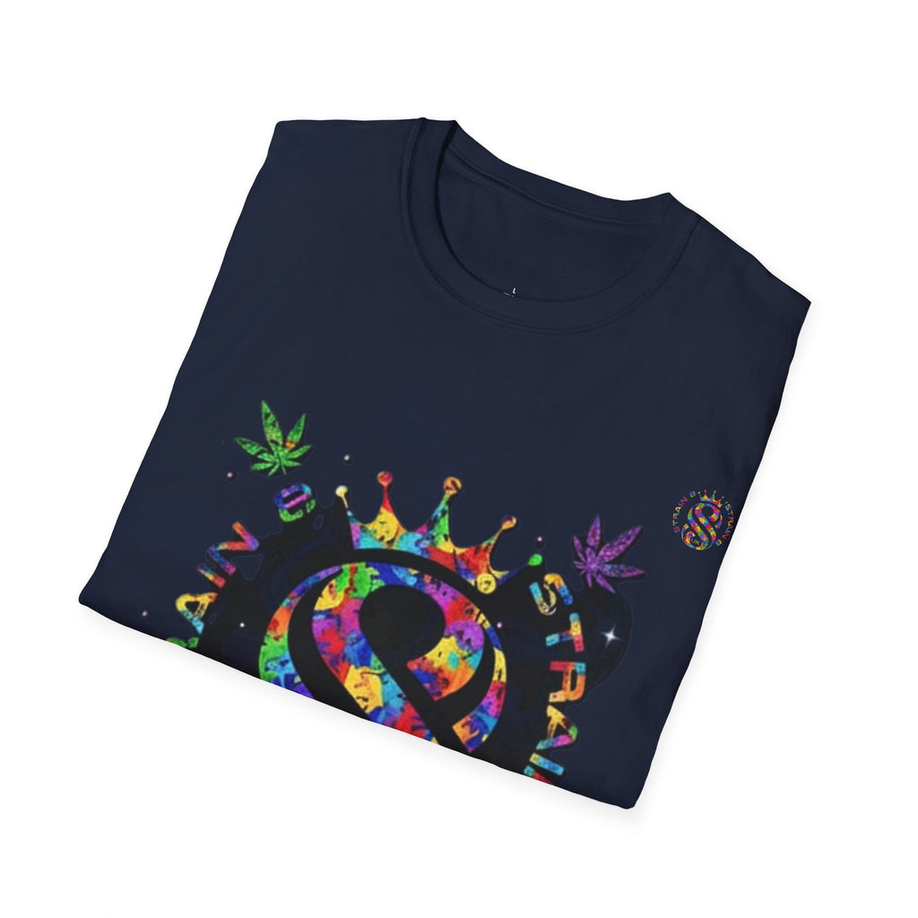 Strain8-UK Psychedelic Crown S8 Logo T-Shirt — Colorful Abstract Graphic Tee