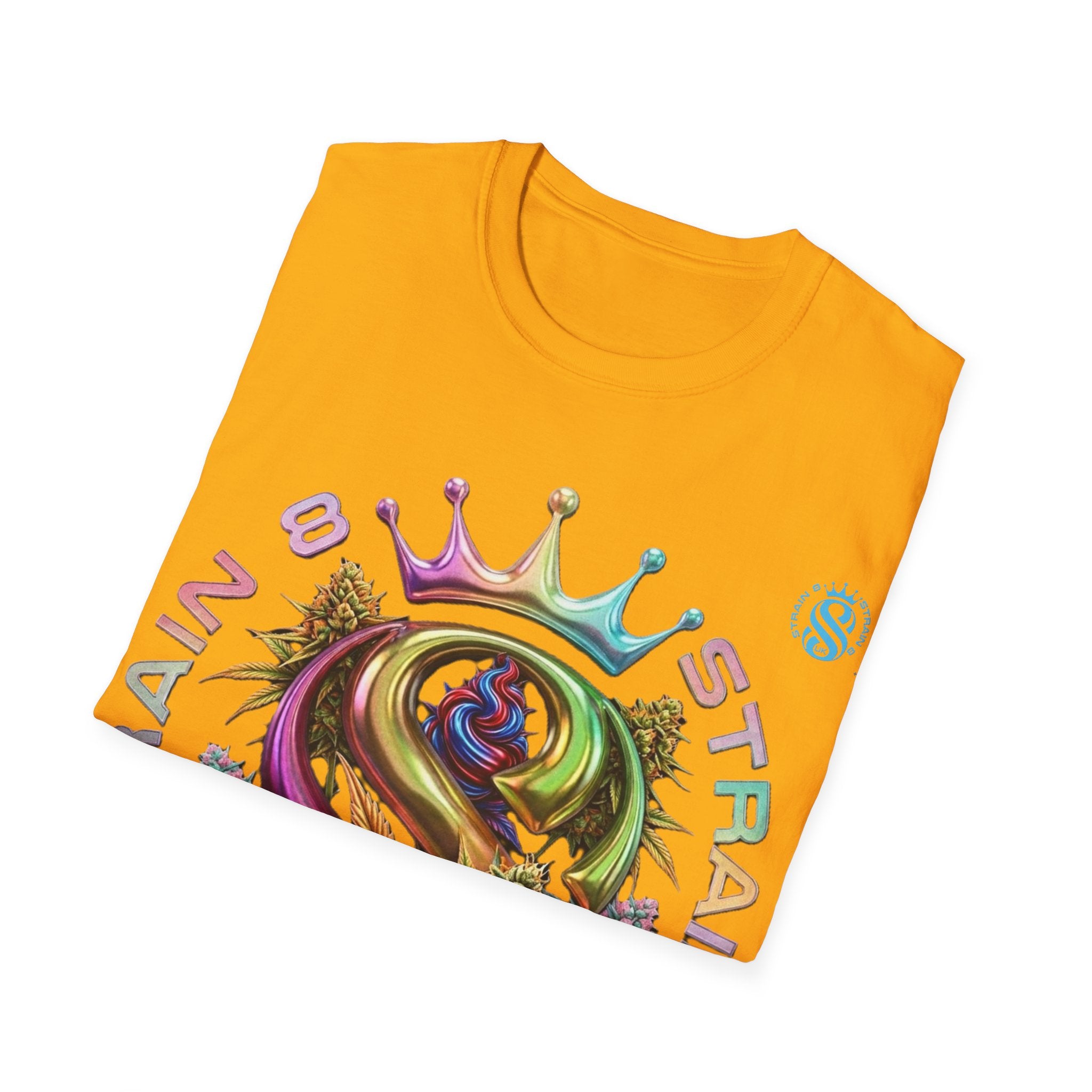 Strain8-UK Logo Crown Graphic T-Shirt — High Grade Cannabis Design