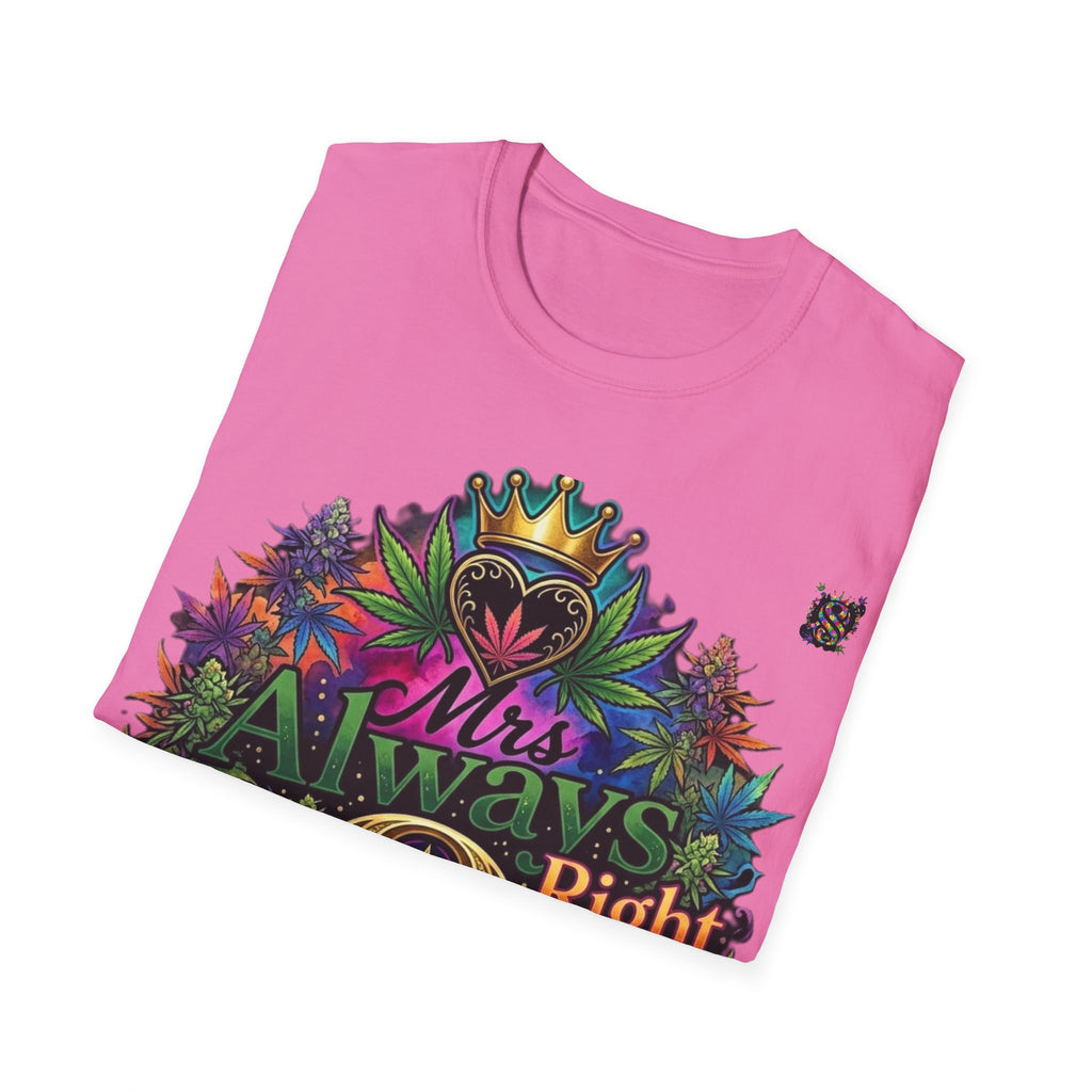 Mrs Always Right Cannabis Strain8-UK  T-Shirt - Colourful Crowned S8-UK Logo Leaf Design