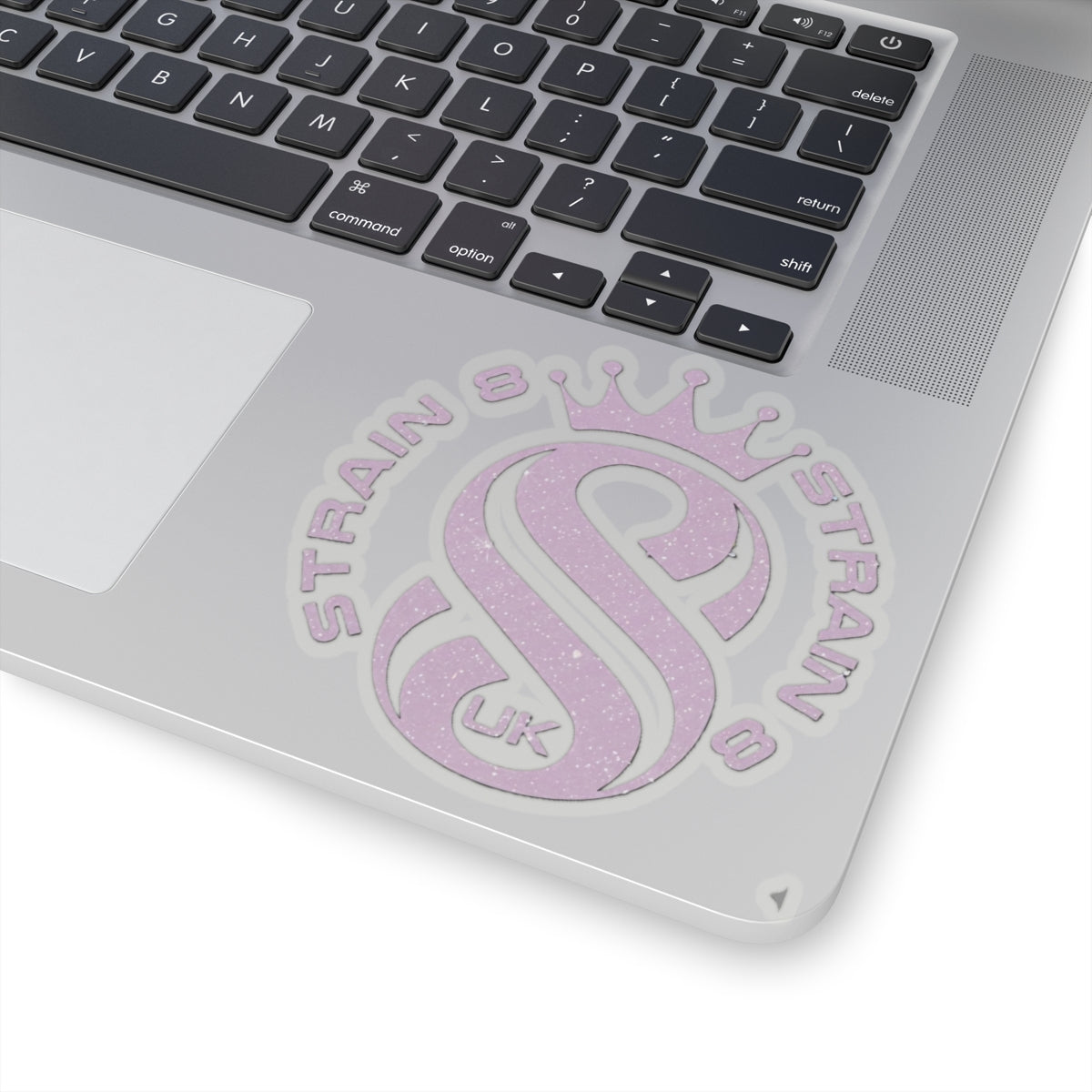 Strain8-UK S8 Crown Kiss-Cut Sticker — Glitter Lilac Logo Sticker