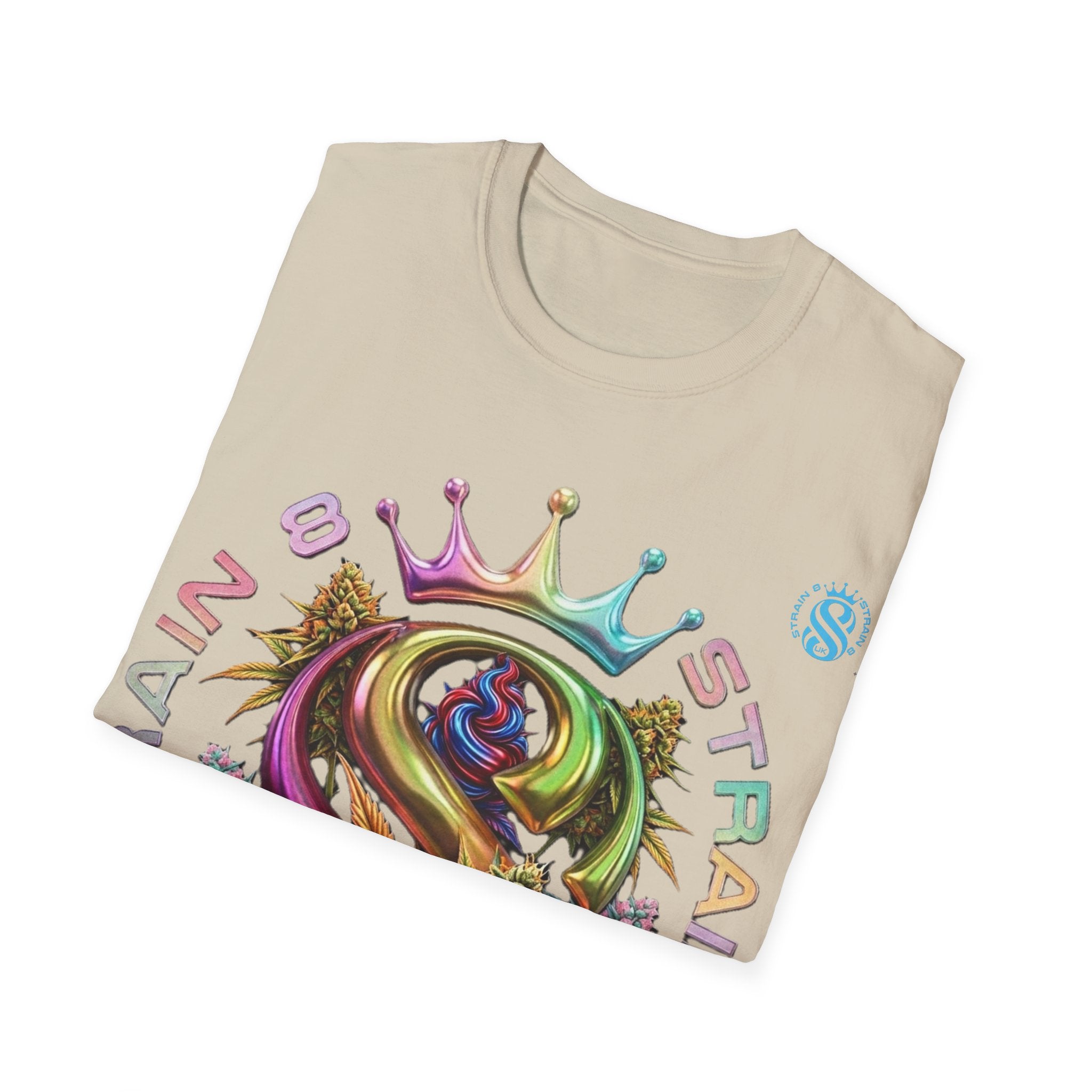 Strain8-UK Logo Crown Graphic T-Shirt — High Grade Cannabis Design