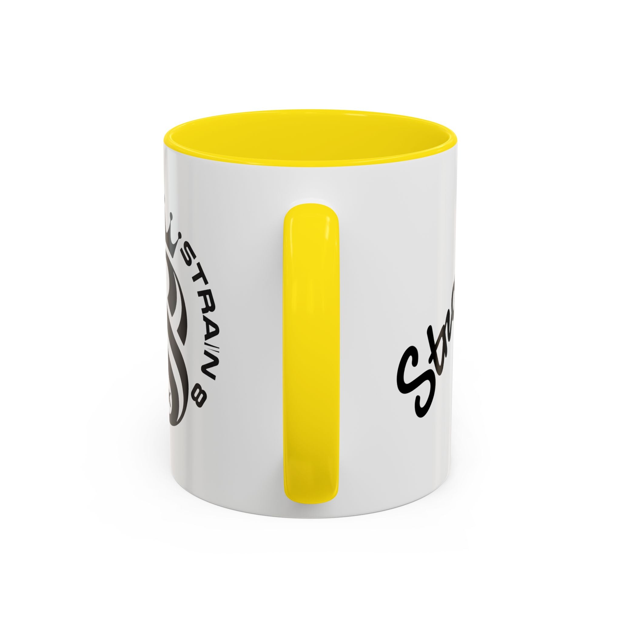 Strain 8 UK Logo Accent Coffee Mug — Crowned S8 Black & White