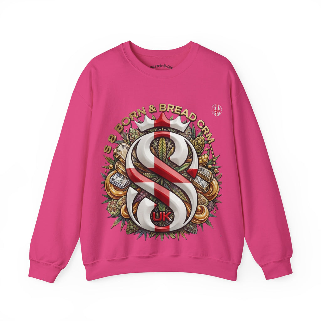 Crewneck Sweatshirt — Celtic S8-UK & Red Ribbon Emblem with ‘Born & Bread Again’ Graphic CRM EDITION