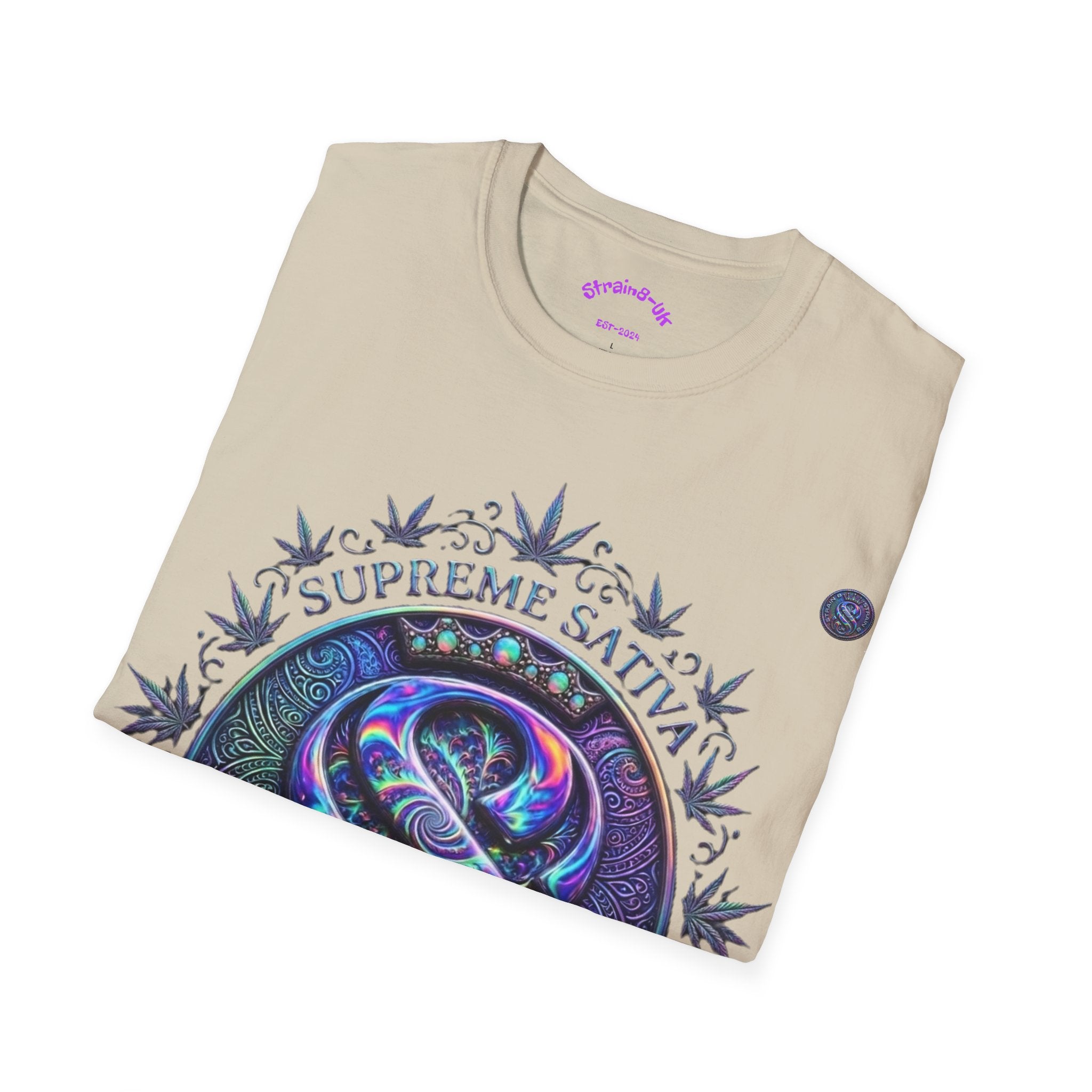 Strain8-UK Supreme Sativa Graphic T‑Shirt — "The Highest Grade" Psychedelic Logo Tee
