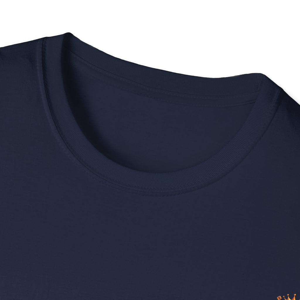 Strain8-UK metallic orange Royal Strain8-UK Emblem T‑Shirt — Crowned Strain8-UK Logo Graphic Tee