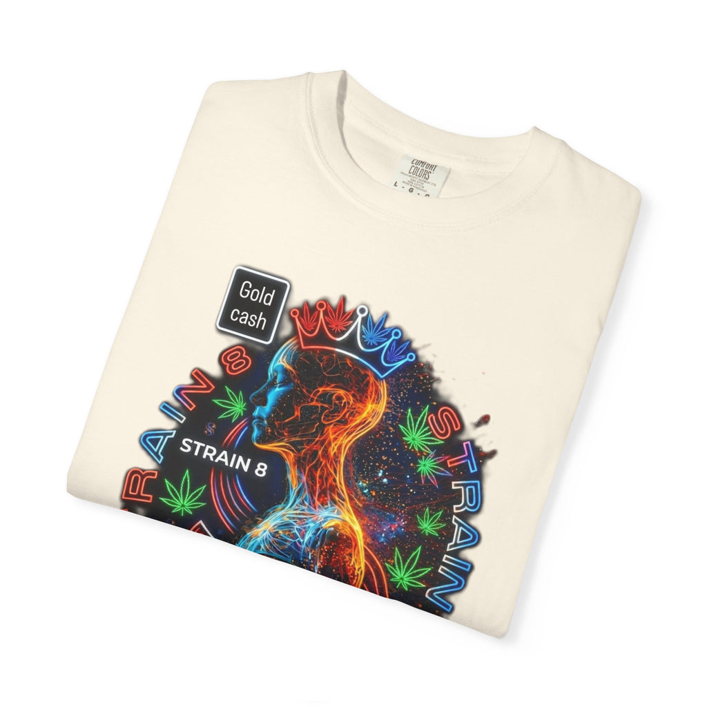 T-Shirt — Psychedelic Crowned Female Energy Glow, Freedom to Grow Graphic Tee (Strain8-UK)
