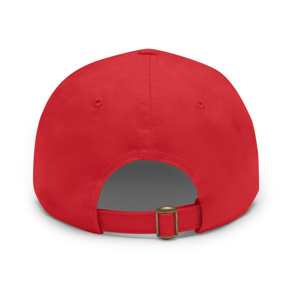 Leather Patch Dad Hat — Round Strain8-UK Cap for Casual Streetwear