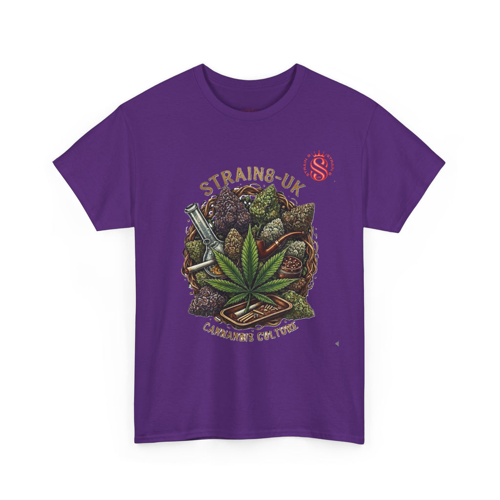 Strain8-UK Cannabis Culture T-Shirt — "Strain8-UK" Vintage Marijuana Leaf Graphic Tee