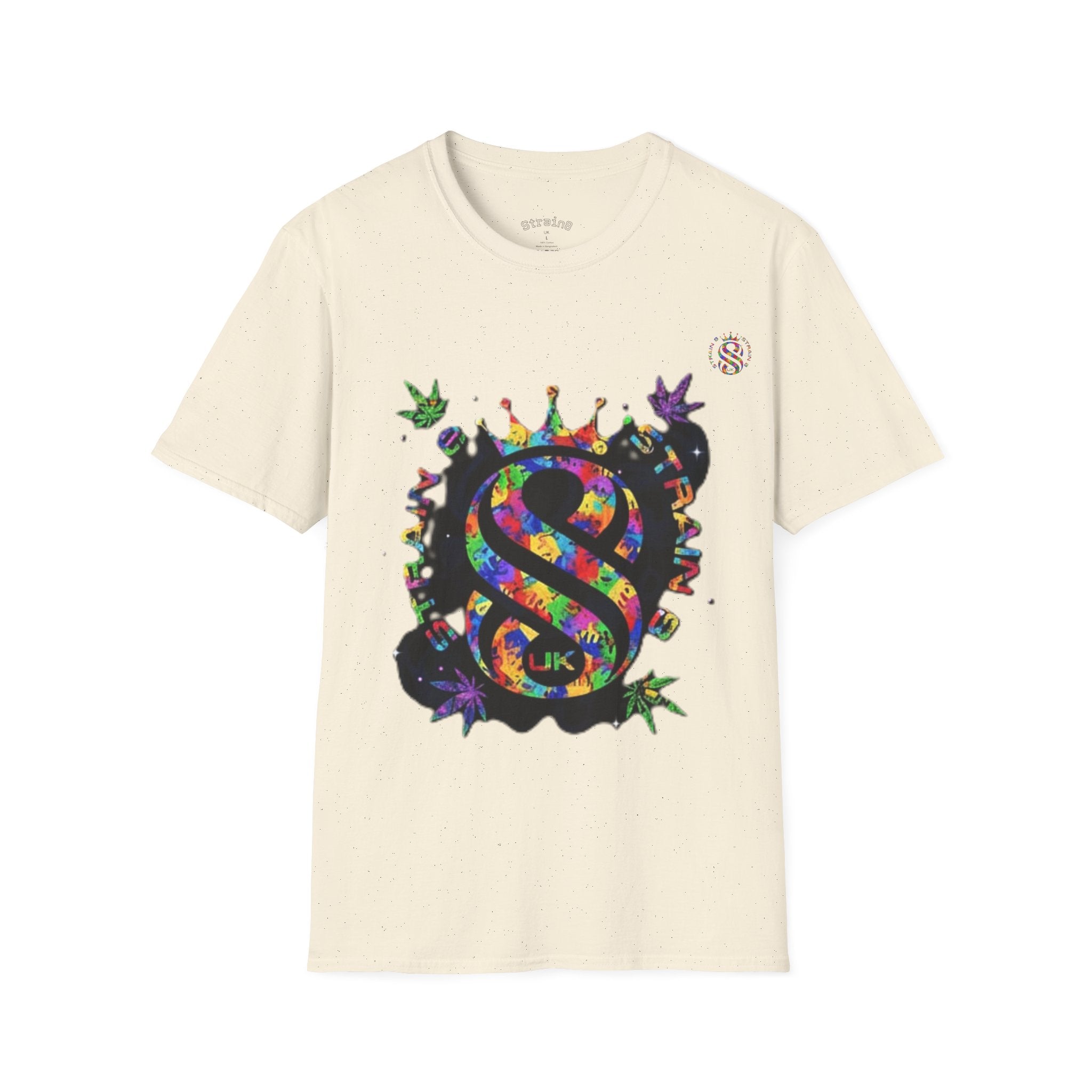 Strain8-UK Psychedelic Crown S8 Logo T-Shirt — Colorful Abstract Graphic Tee