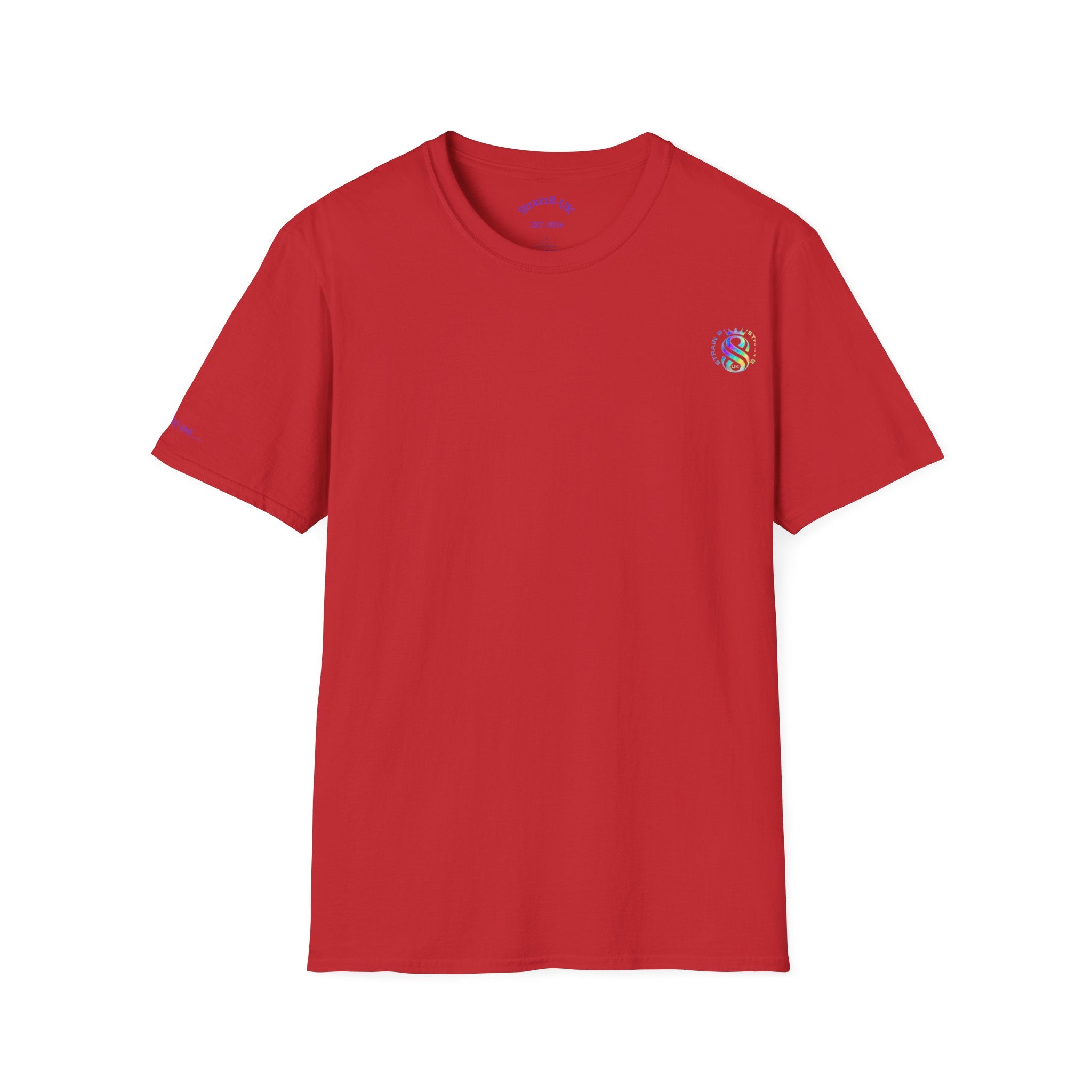 Strain8-UK Logo T-Shirt — Small Embroidered Globe Tee, THE LOGO LINE........
