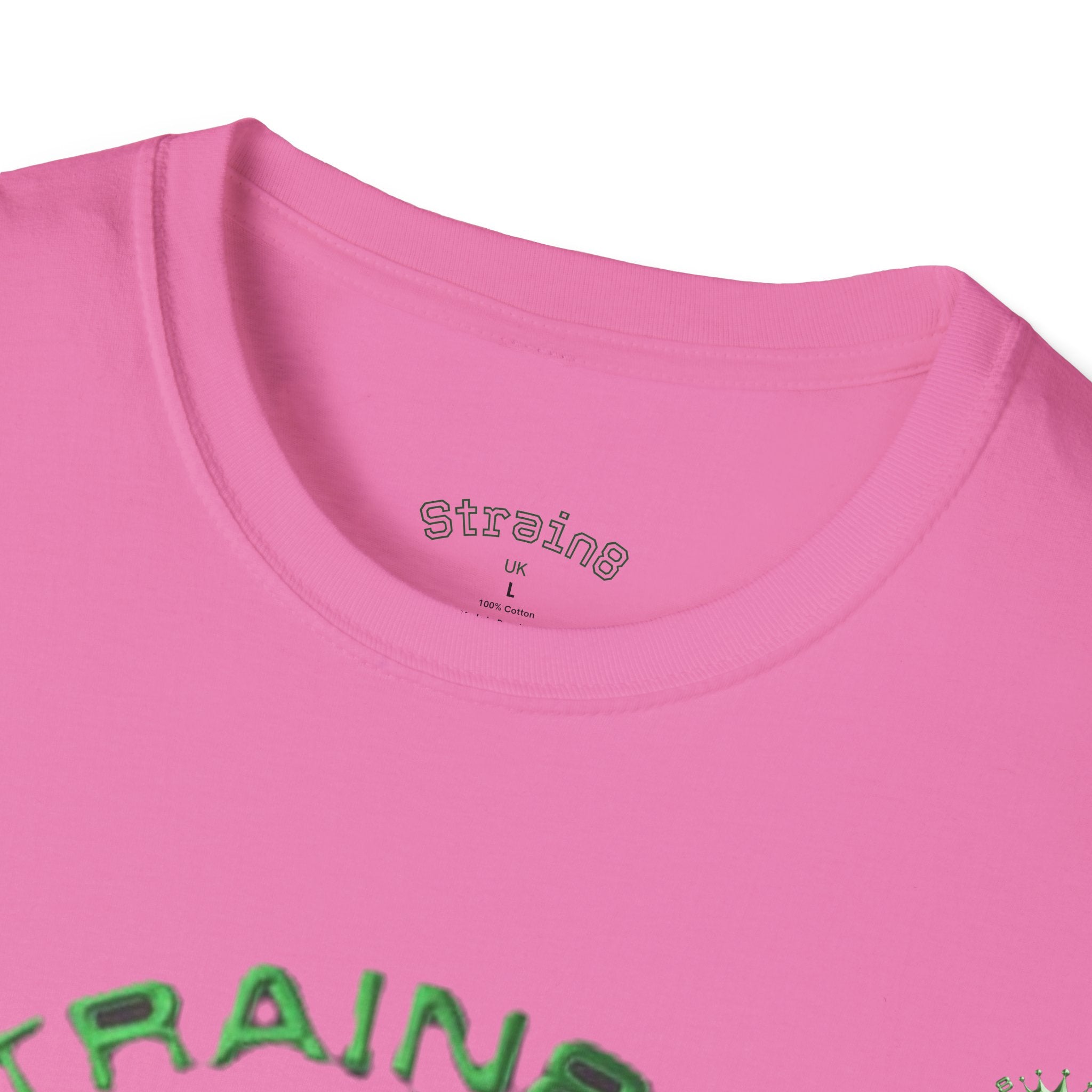 Strain8-UK logo/cannabis T-Shirt — Green Snake Crest 'STRAIN8-UK' Graphic Tee