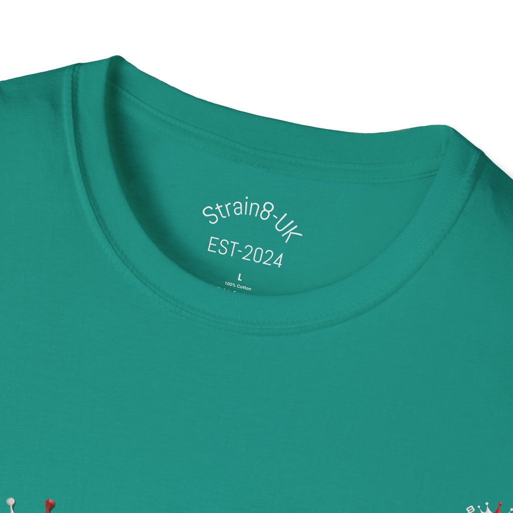 High Performance Strain8-UK Muscle Car T‑Shirt — Green Sports Car Graphic St George Cross Alloys Tee