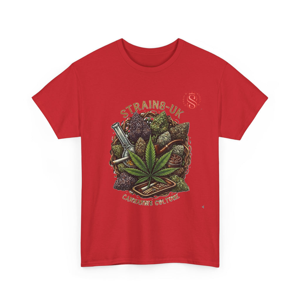 Strain8-UK Cannabis Culture T-Shirt — "Strain8-UK" Vintage Marijuana Leaf Graphic Tee