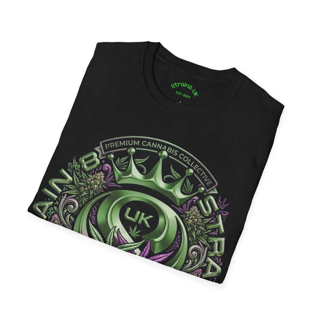 Strain8-UK Cannabis Crown Graffiti T-Shirt — S8-UK Green & Purple Streetwear