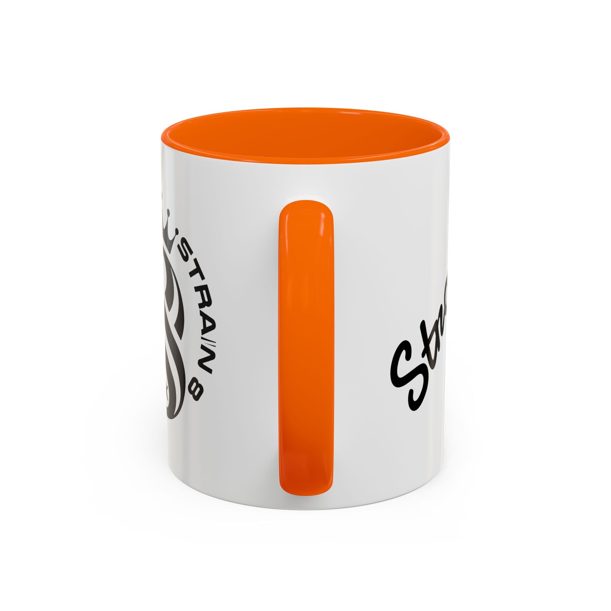 Strain 8 UK Logo Accent Coffee Mug — Crowned S8 Black & White