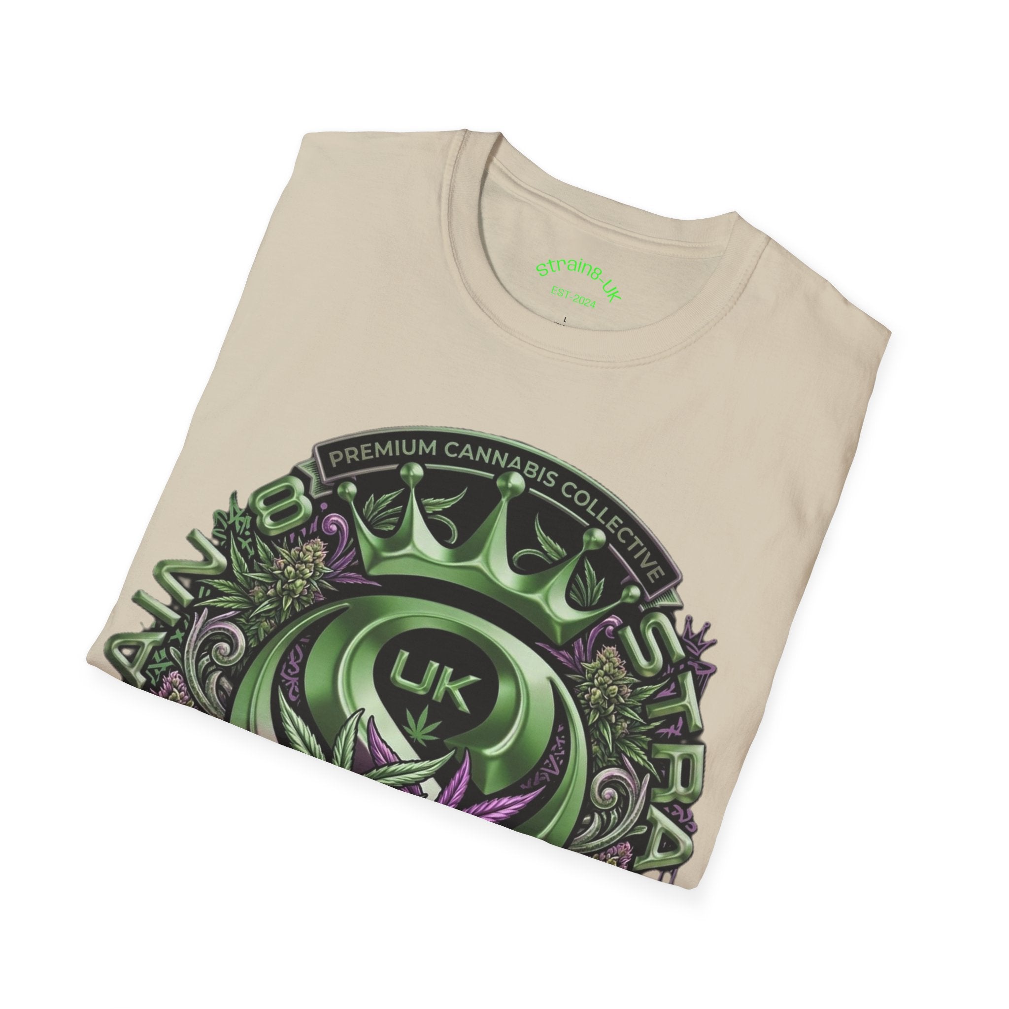Strain8-UK Cannabis Crown Graffiti T-Shirt — S8-UK Green & Purple Streetwear
