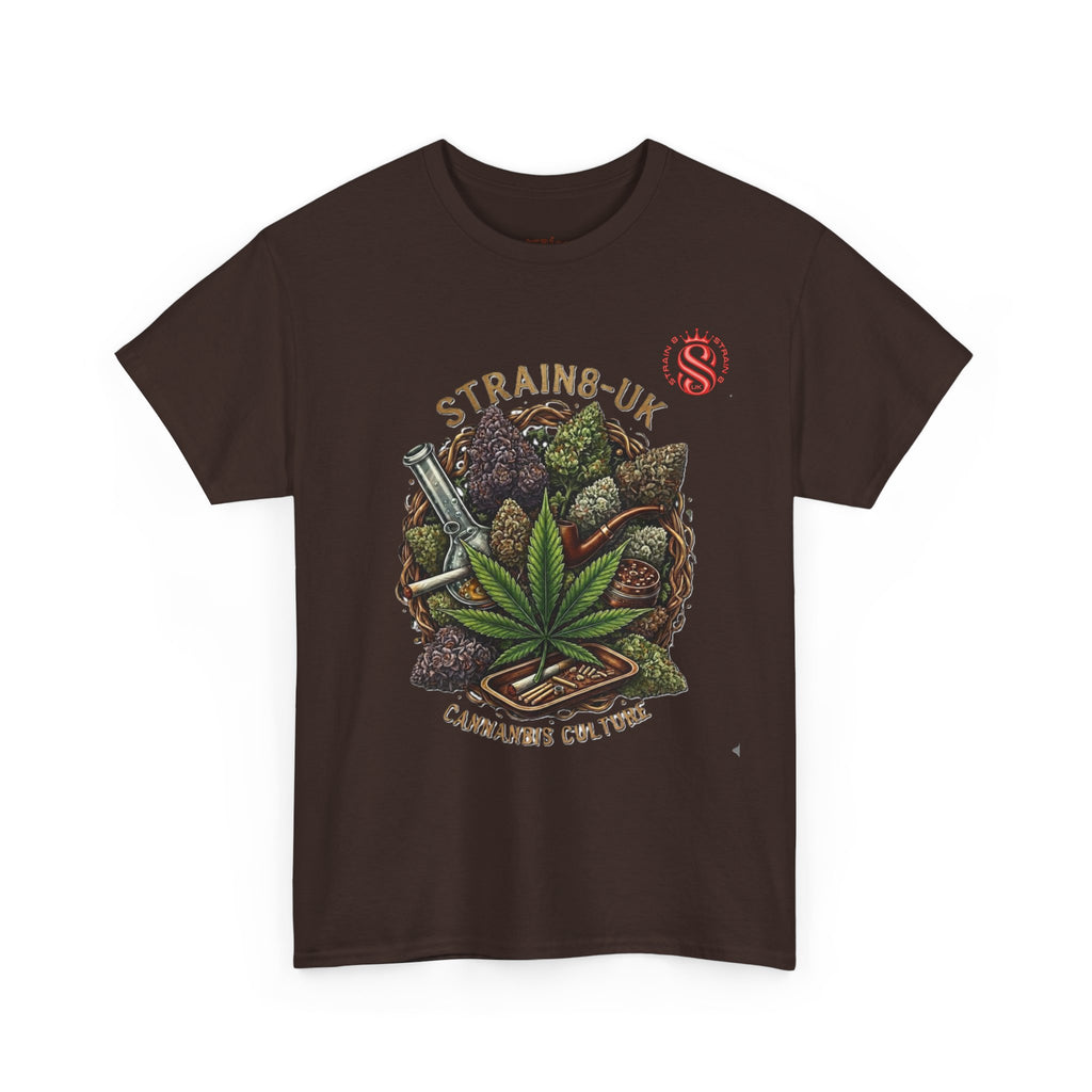 Strain8-UK Cannabis Culture T-Shirt — "Strain8-UK" Vintage Marijuana Leaf Graphic Tee