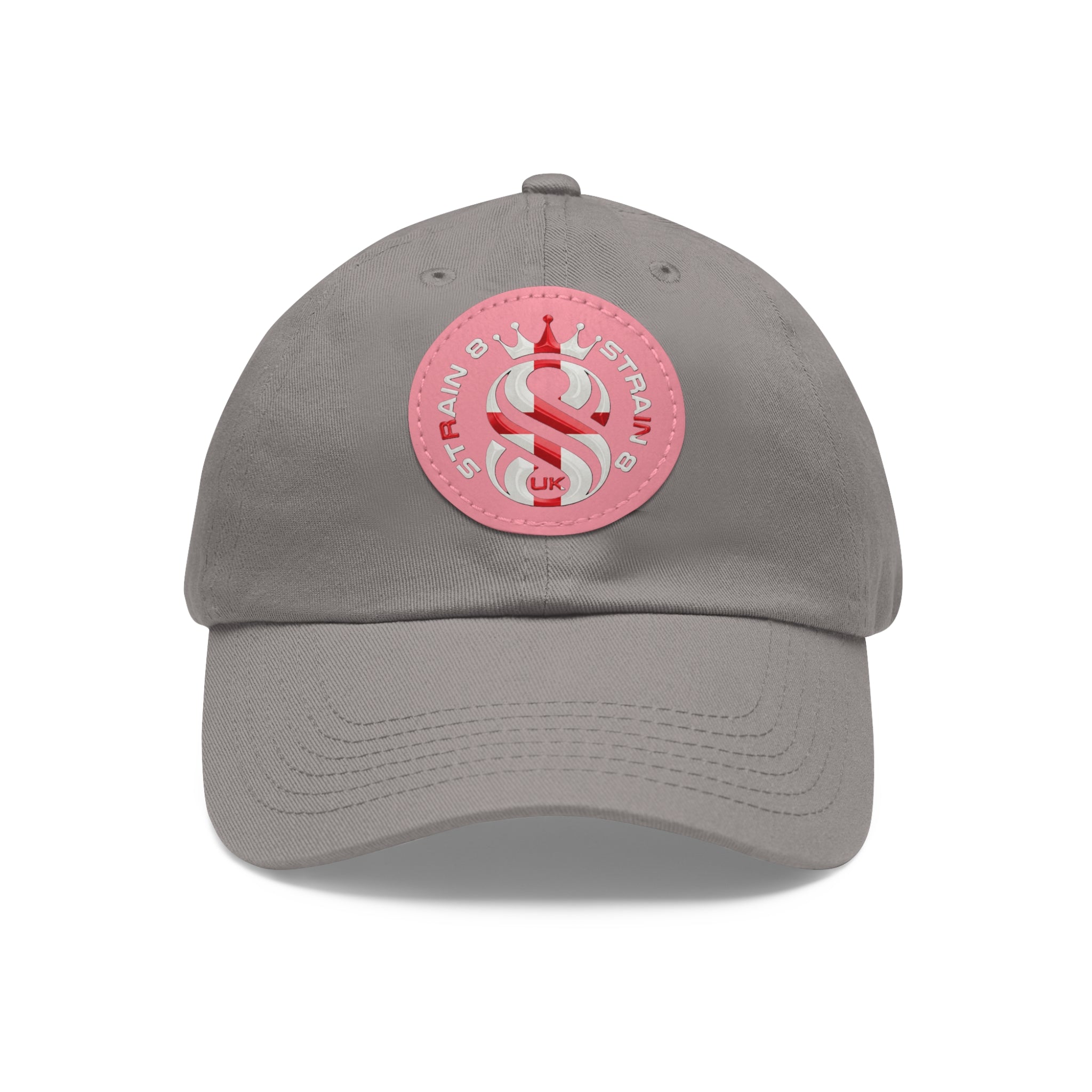 Leather Patch Dad Hat — Round Strain8-UK Cap for Casual Streetwear