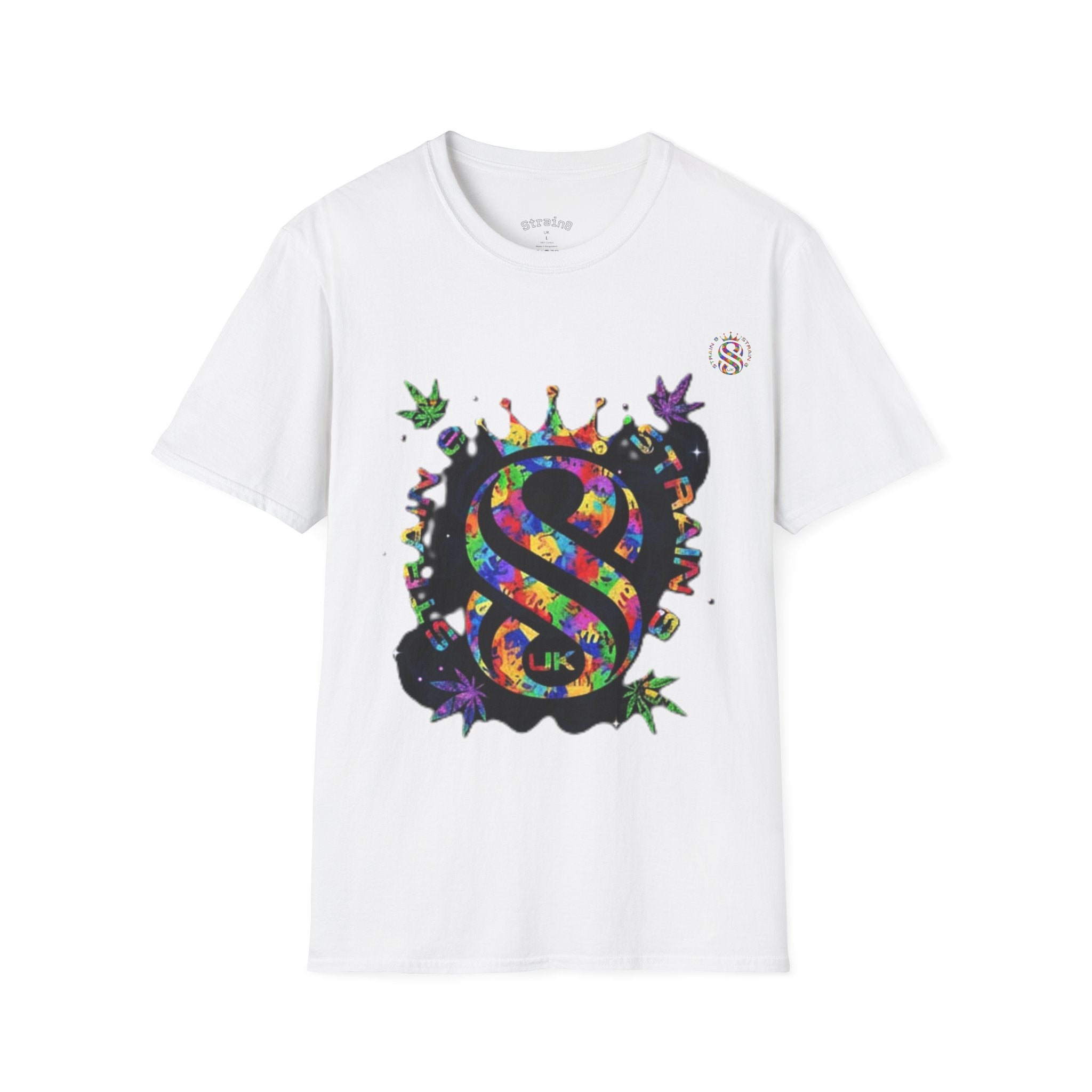 Strain8-UK Psychedelic Crown S8 Logo T-Shirt — Colorful Abstract Graphic Tee