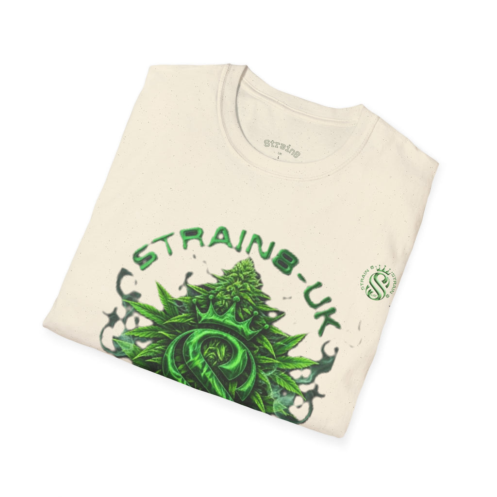 Strain8-UK logo/cannabis T-Shirt — Green Snake Crest 'STRAIN8-UK' Graphic Tee