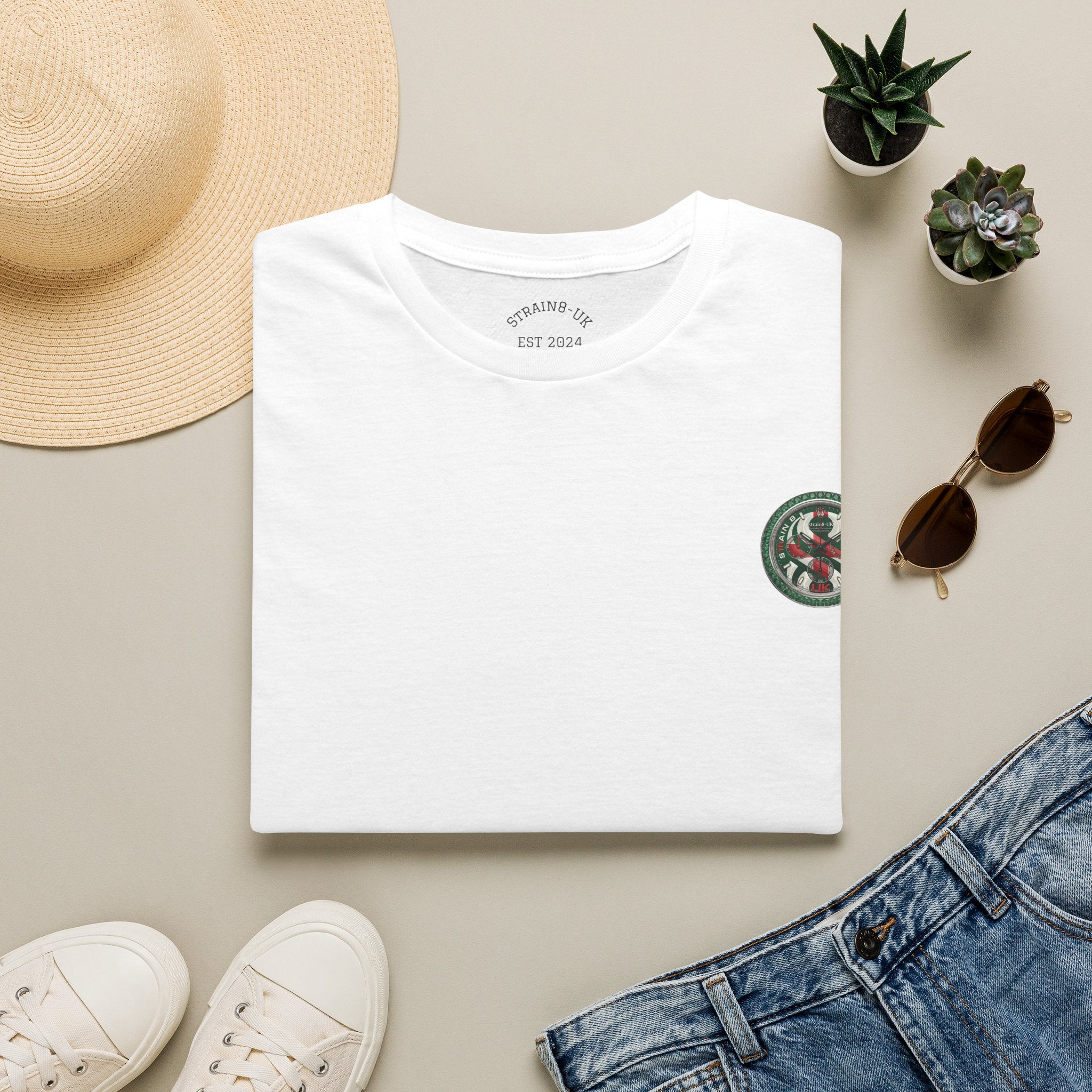 Strain8-UK Watch Face Design T‑Shirt — Nautical Travel Vibes In Emerald Green